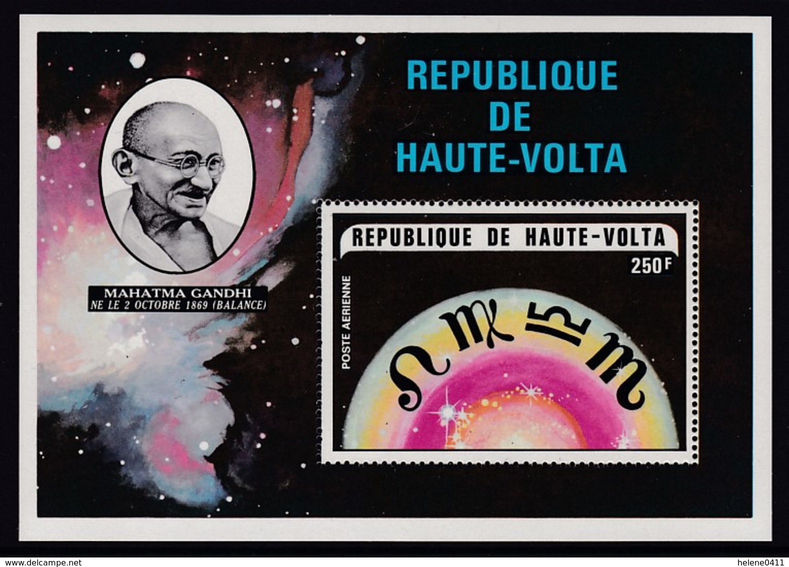 BLOC NEUF DE HAUTE-VOLTA - MAHATMA GANDHI (SIGNE DU ZODIAQUE BALANCE) N° Y&T 5T - Mahatma Gandhi