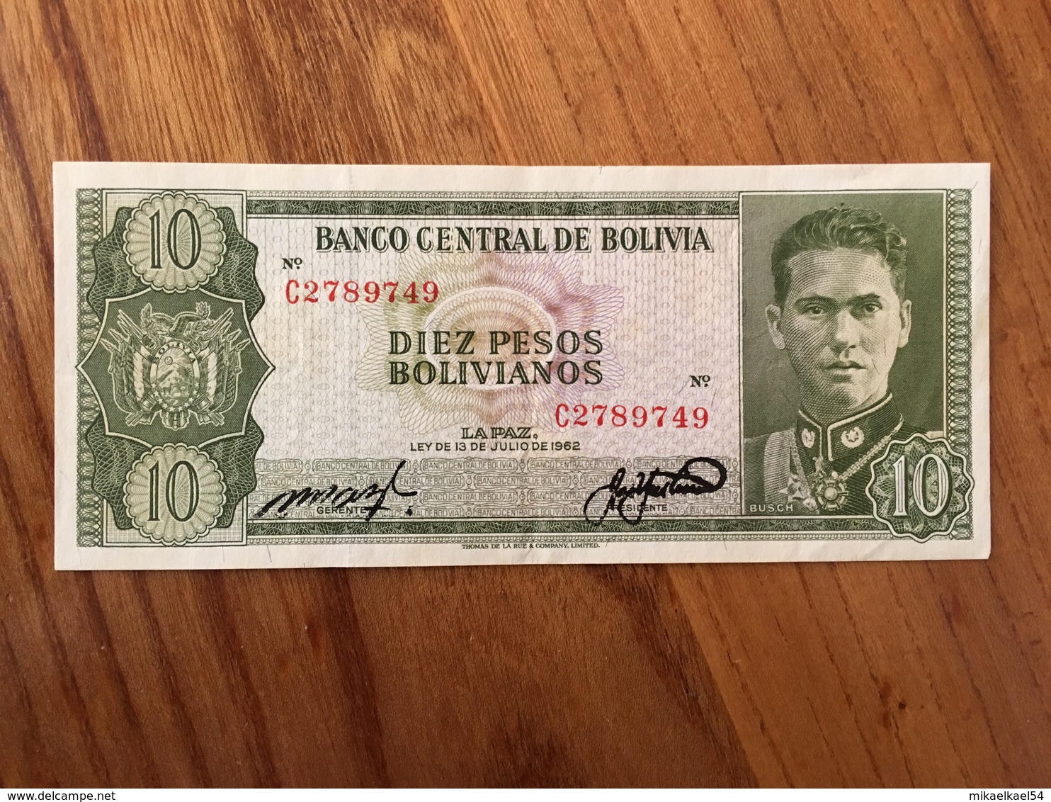 BOLIVIE 10 Pesos Bolivianos - P 154 - Ley Del 13 De Julio 1962 - Serie C - AU - Bolivie