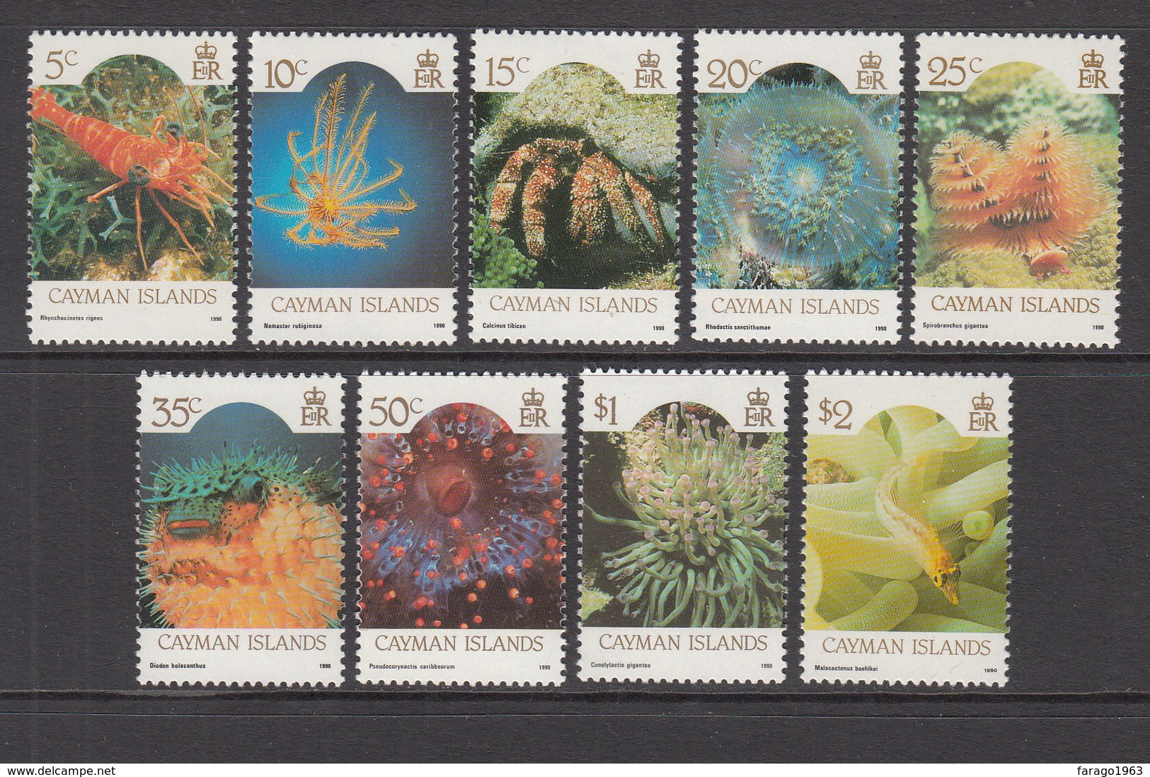 1990 Cayman Islands Marine Life REPRINTS Definitives Complete Set Of 9 MNH  RARE 35c And 50c - Kaimaninseln