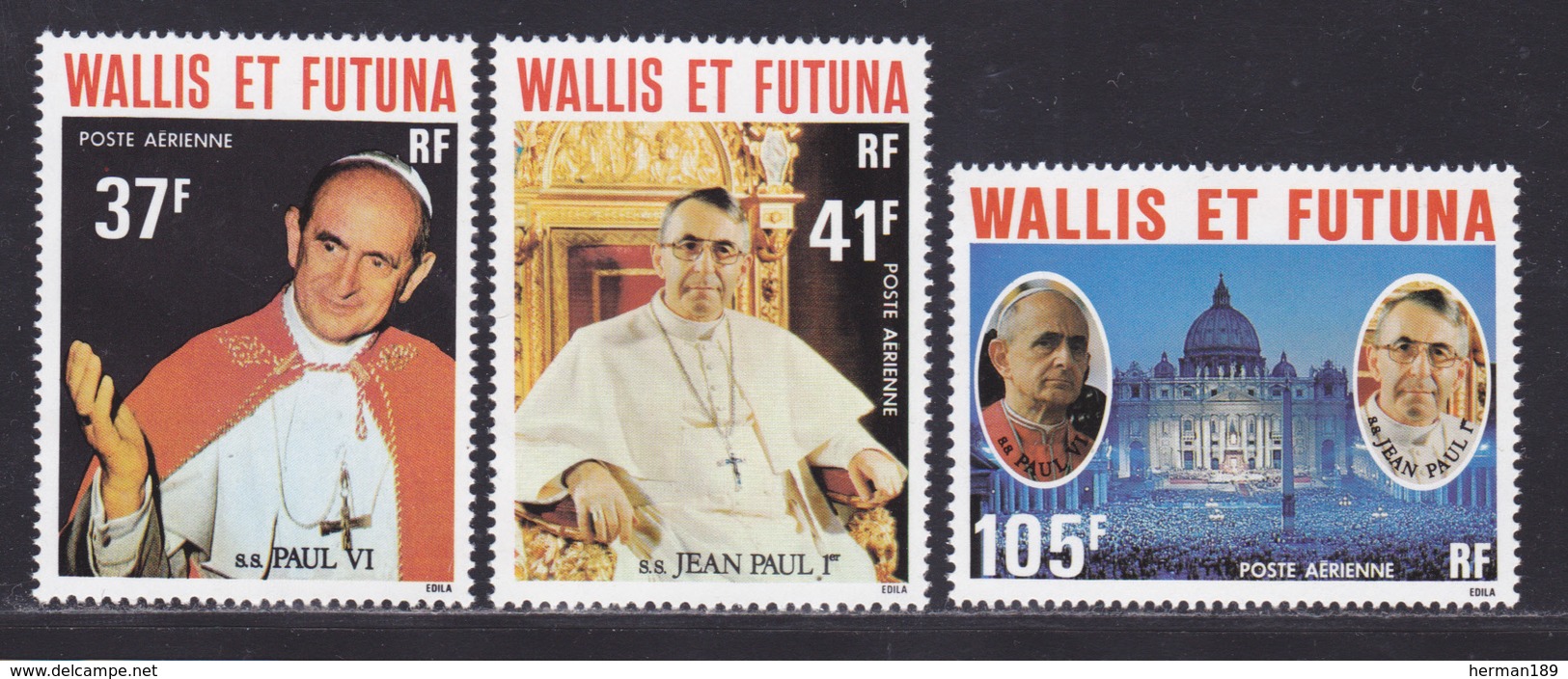 WALLIS ET FUTUNA AERIENS N°   86 à 88 ** MNH Neufs Sans Charnière, TB (D8855) Papes Paul VI Et Jean Paul 1er - 1979 - Nuevos