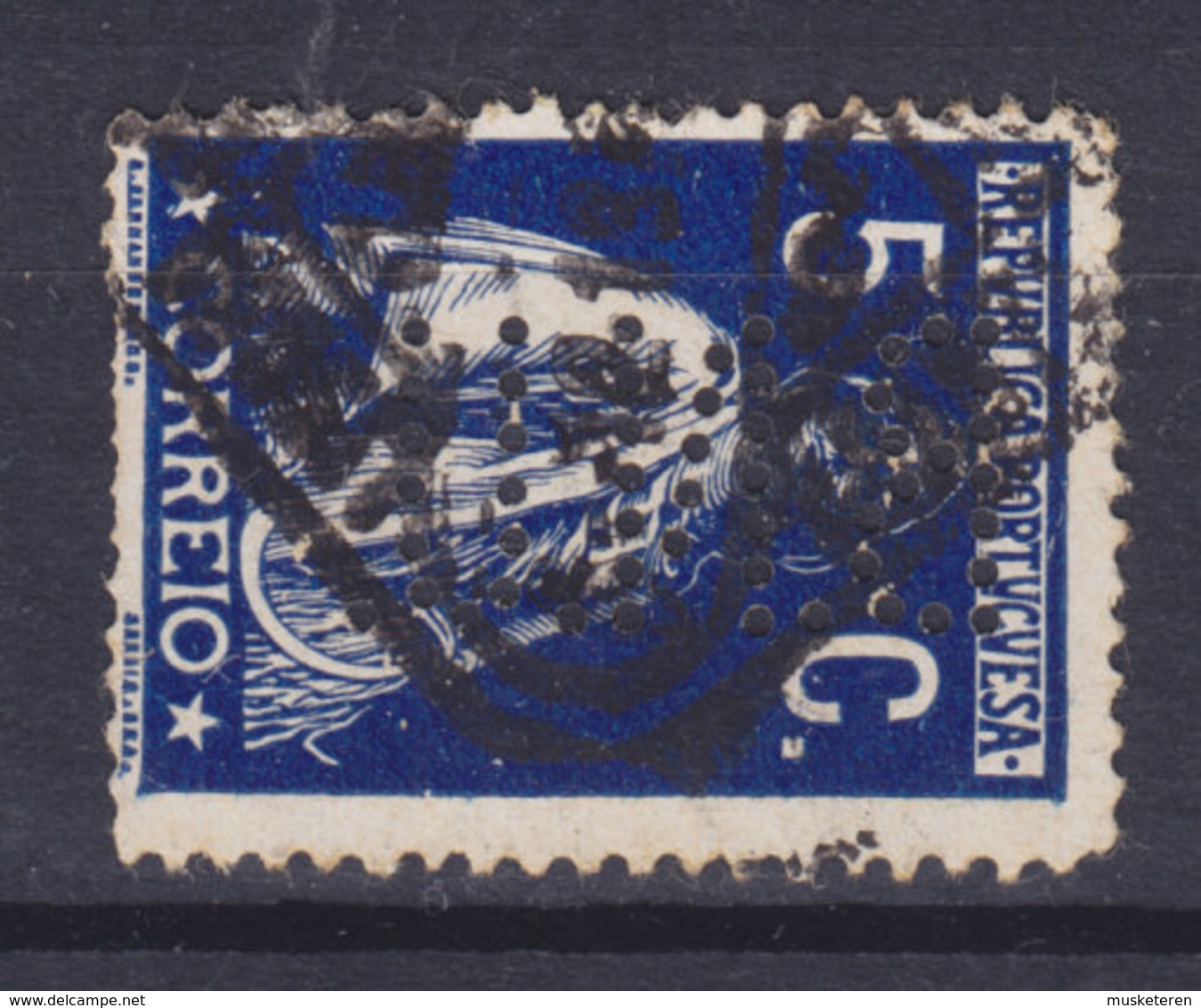 Portugal Perfin Perforé Lochung 'B.N.U.' 5 C. Ceres (2 Scans) - Used Stamps