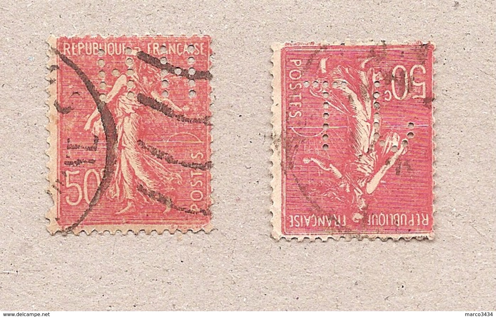 0.50c X2 - Semeuse 199 - Perforée H H /  J T 86 Ind 5E - Other & Unclassified