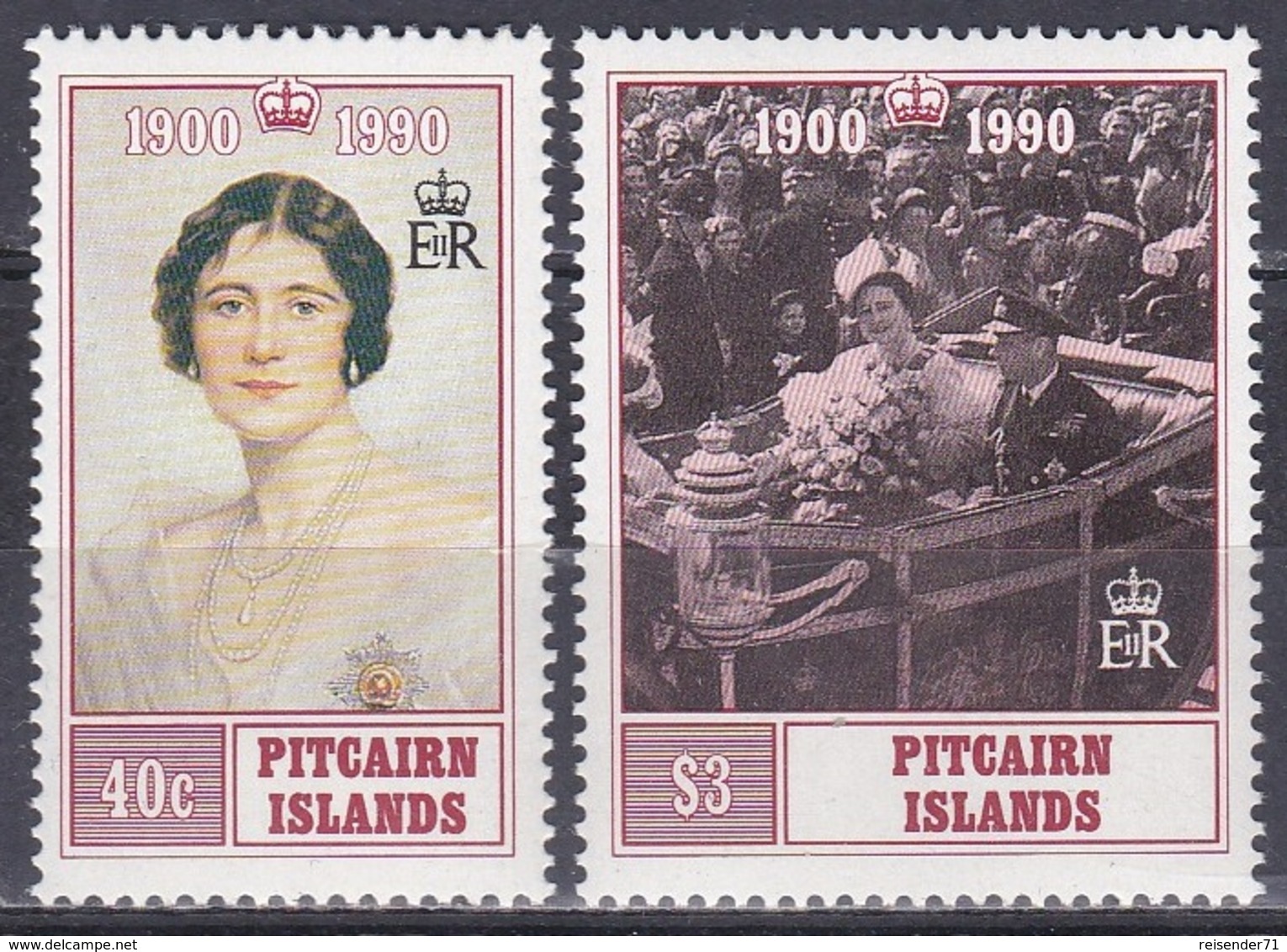 Pitcairn 1990 Geschichte History Persönlichkeiten Königshäuser Royals Königinmutter Elisabeth Queen, Mi. 360-1 ** - Pitcairn