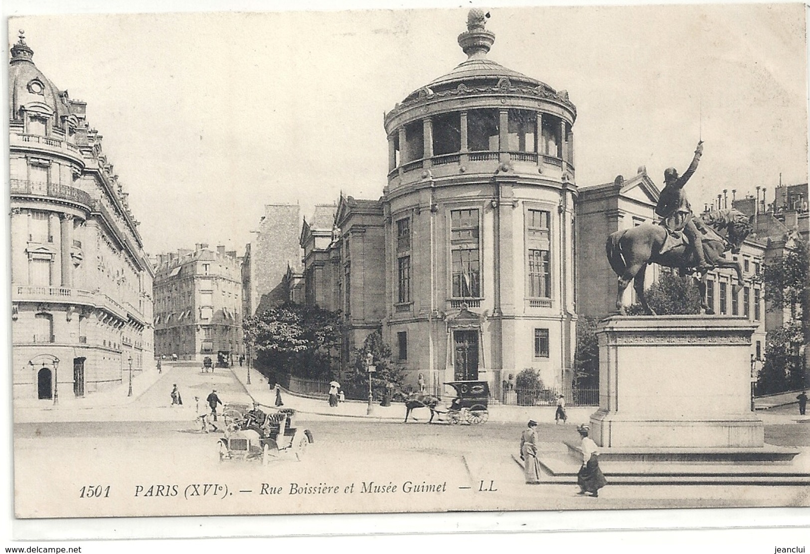 1501. PARIS . RUE BOISSIERE ET MUSEE GUIMET . CARTE TRES ANIMEE AFFR AU VERSO . 2 SCANES - Arrondissement: 16