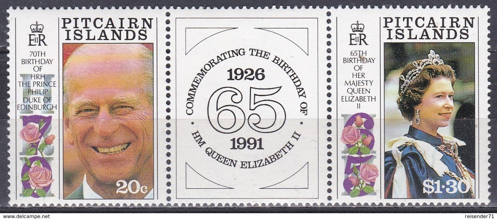 Pitcairn 1991 Geschichte History Persönlichkeiten Königshäuser Royals Königin Elisabeth II. Queen Prinz, Mi. 381-2 ** - Pitcairninsel