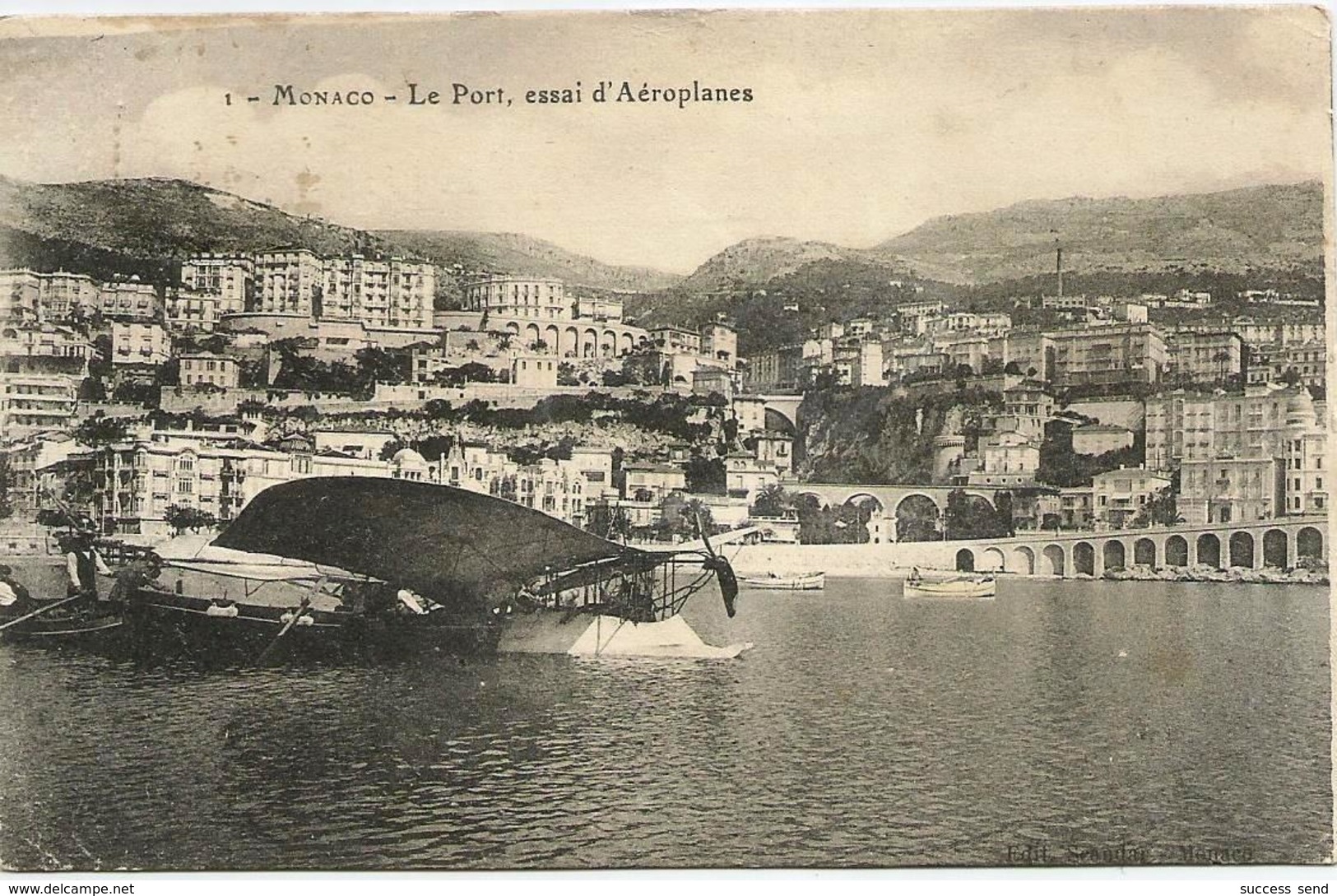 CPA MONACO LE PORT, ESSAI D'AEROPLANES. Carte A Circulé En 1920 - Port