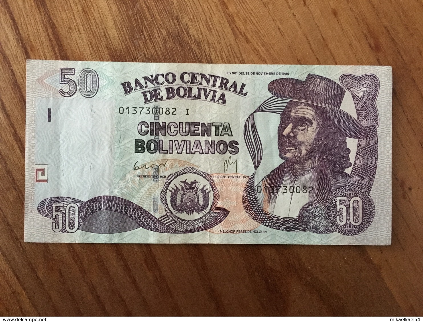 BOLIVIE 50 Bolivianos - Ley 901 Del 28 De Noviembre 1986 - Serie I - VF - Bolivia