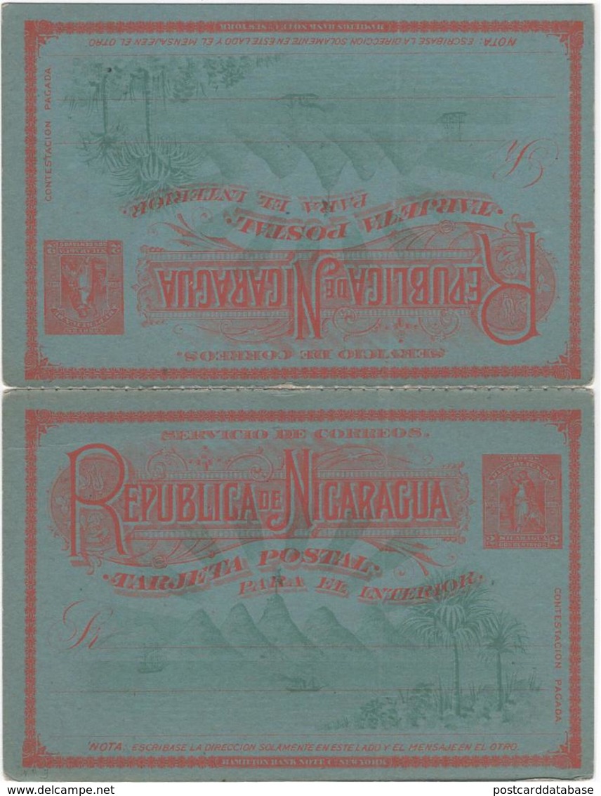 Republica De Nicaragua - Tarjeta Postal Para El Interior - Nicaragua