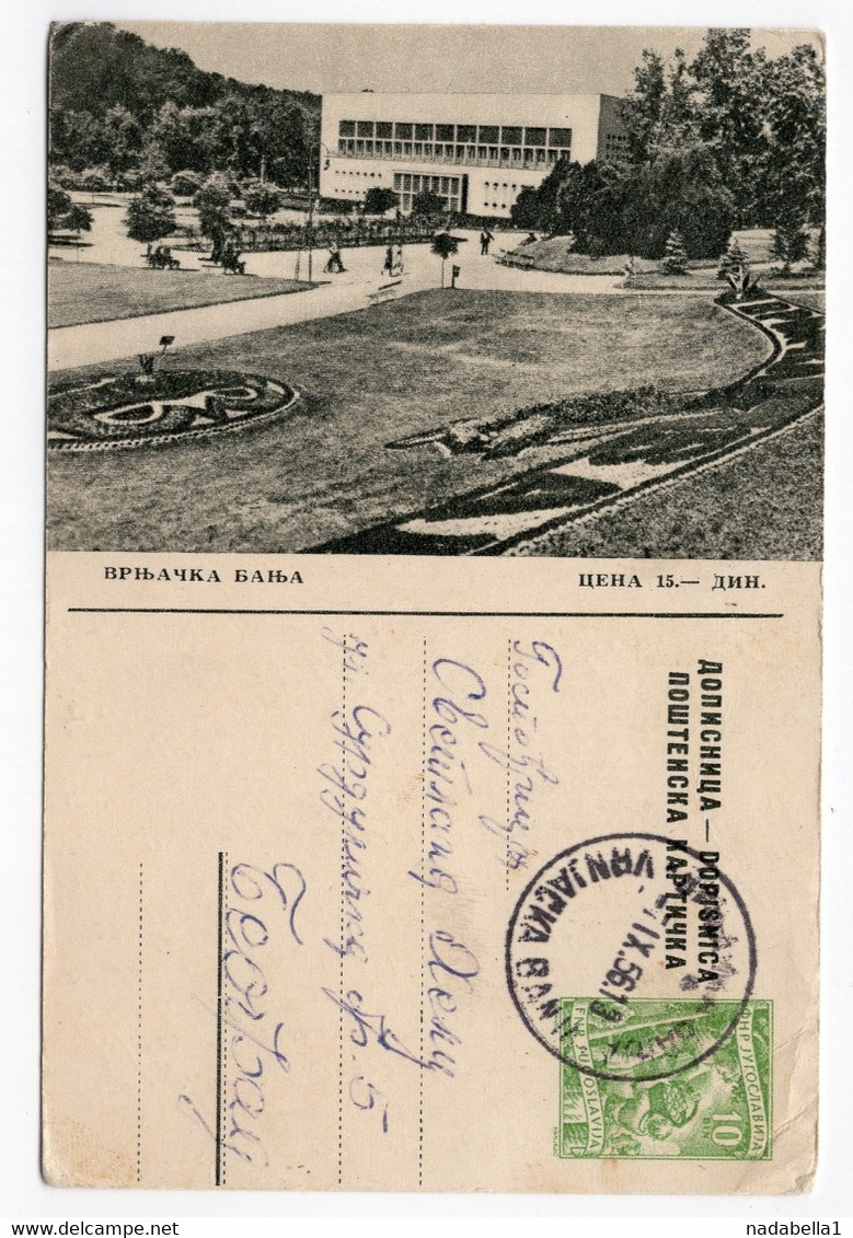 1956 10 DINARA GREEN, VRNJACKA BANJA, SPA, SERBIA,YUGOSLAVIA, ILLUSTRATED STATIONERY CARD, USED - Postwaardestukken
