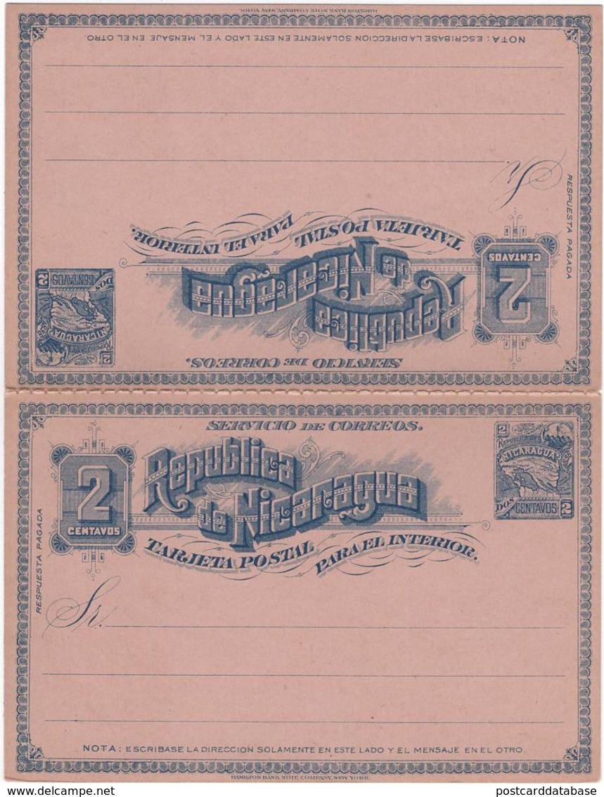 Republica De Nicaragua - Tarjeta Postal Para El Interior - Nicaragua