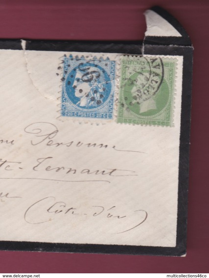 070419 - Lettre Affranchie 20c Bordeaux Essai Piquage Avallon + 5c Empire Septembre 1871 RARE Mauvais état - 1849-1876: Classic Period