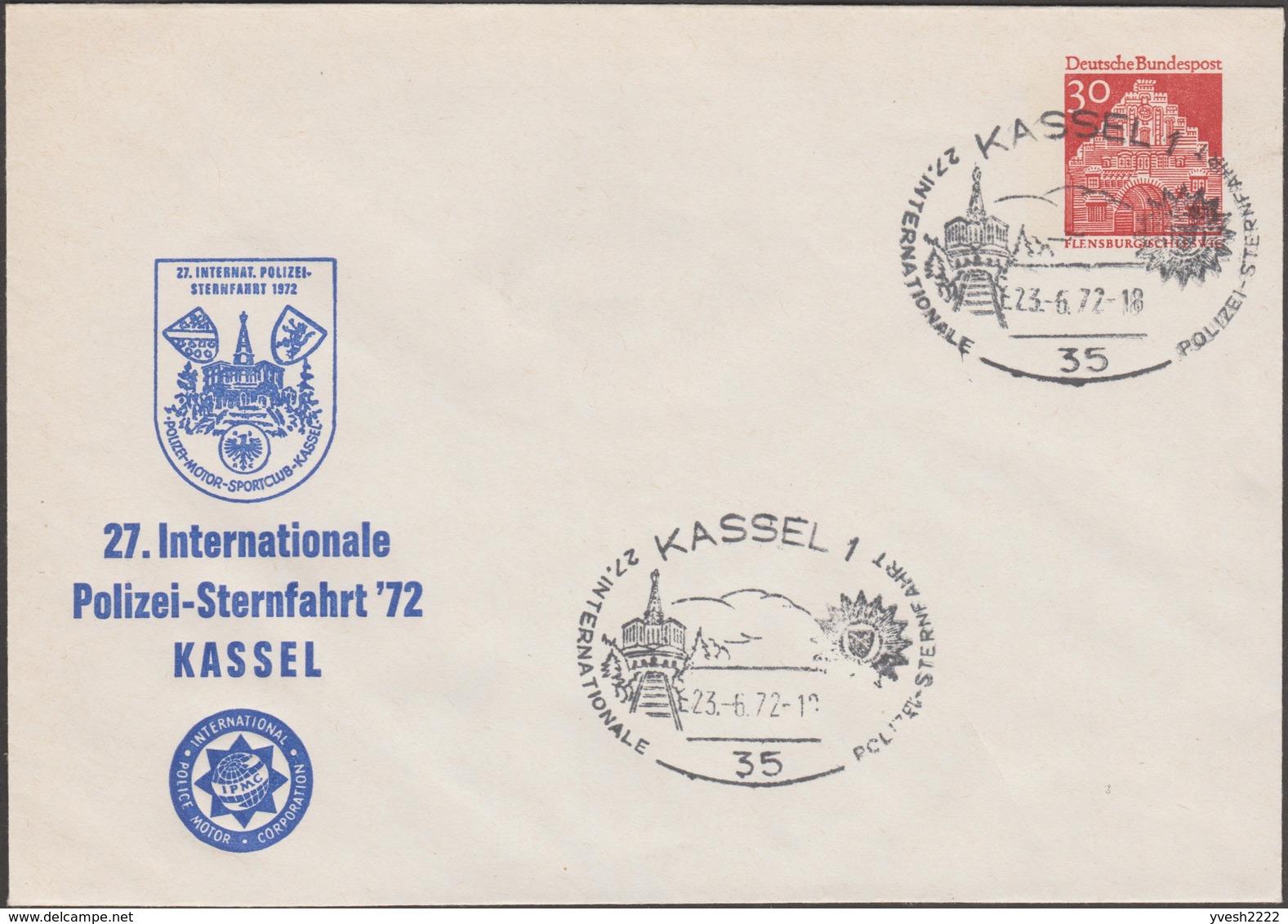 Allemagne 1972. Entier Timbré Sur Commande, 27. Internationale Polizei-Sternfahrt Kassel - Police - Gendarmerie