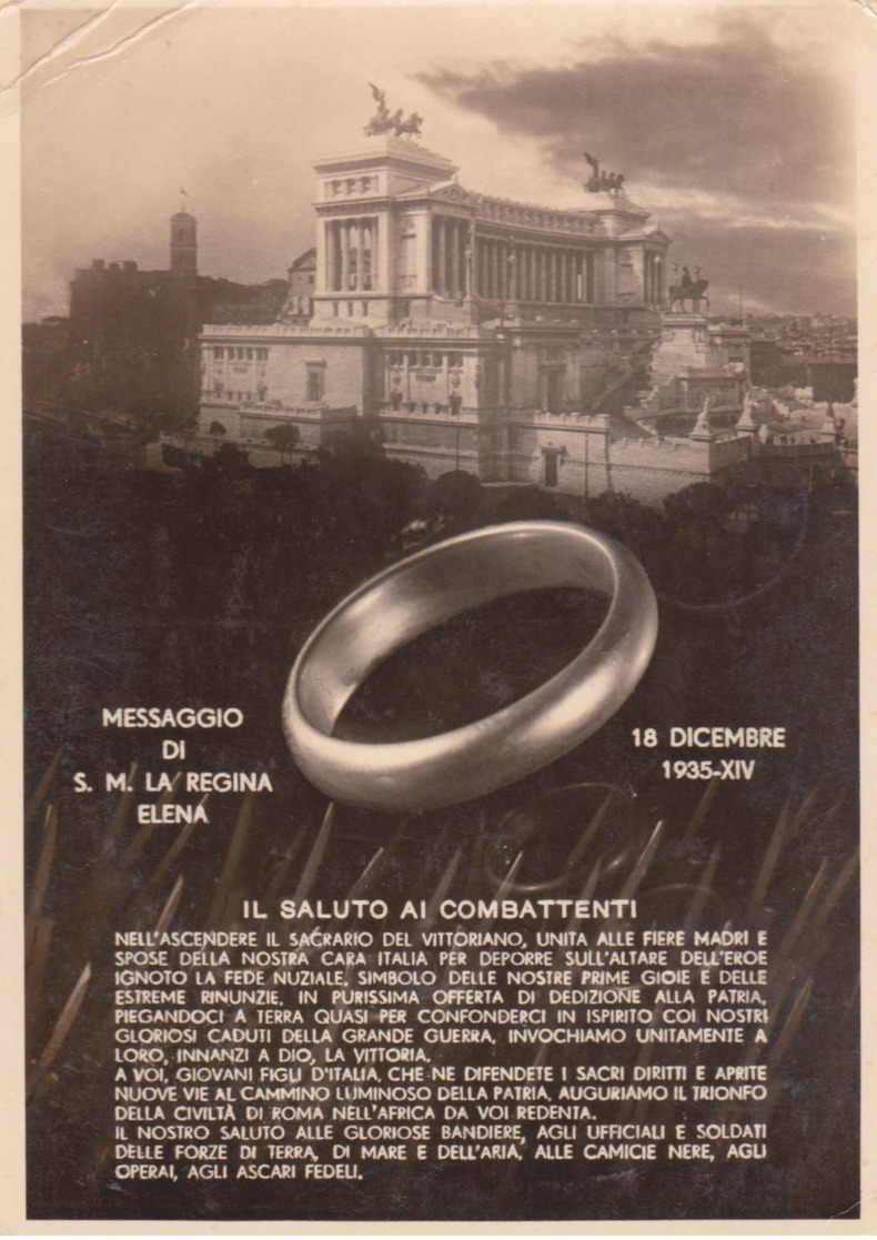 1935-messaggio Di S.M.la Regina Elena, Cartolina Viaggiata - Altri & Non Classificati