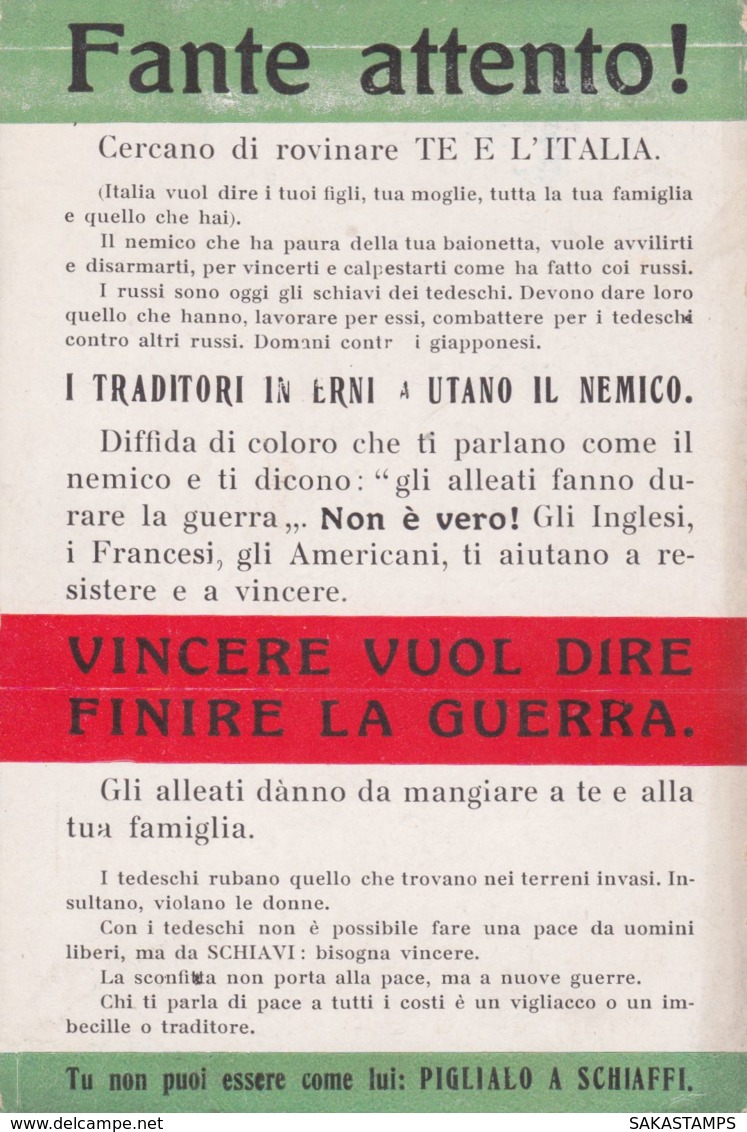 1920ca.-Fante Attento! Cercano Di Rovinare Te E L'Italia - Altri & Non Classificati