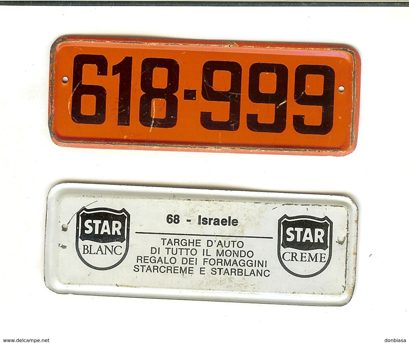 Targhe D'auto Di Tutto Il Mondo: Gadget Pubblicitario STAR In Latta Originale '60. 68 - Israele (regalo Dei Formaggini) - Targhe In Lamiera (a Partire Dal 1961)