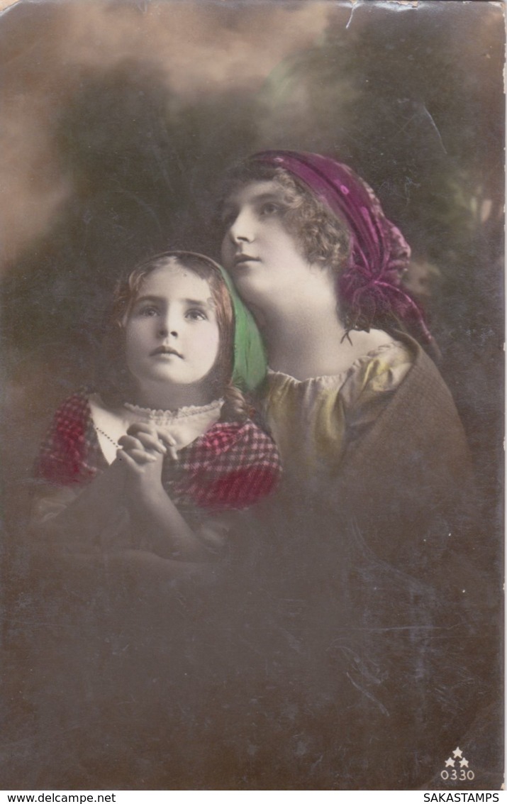 1920ca.-Madre E Figlia, Cartolina Patriottica Spedita Da Militare Annullo Posta Militare 27 Divisione - Altri & Non Classificati