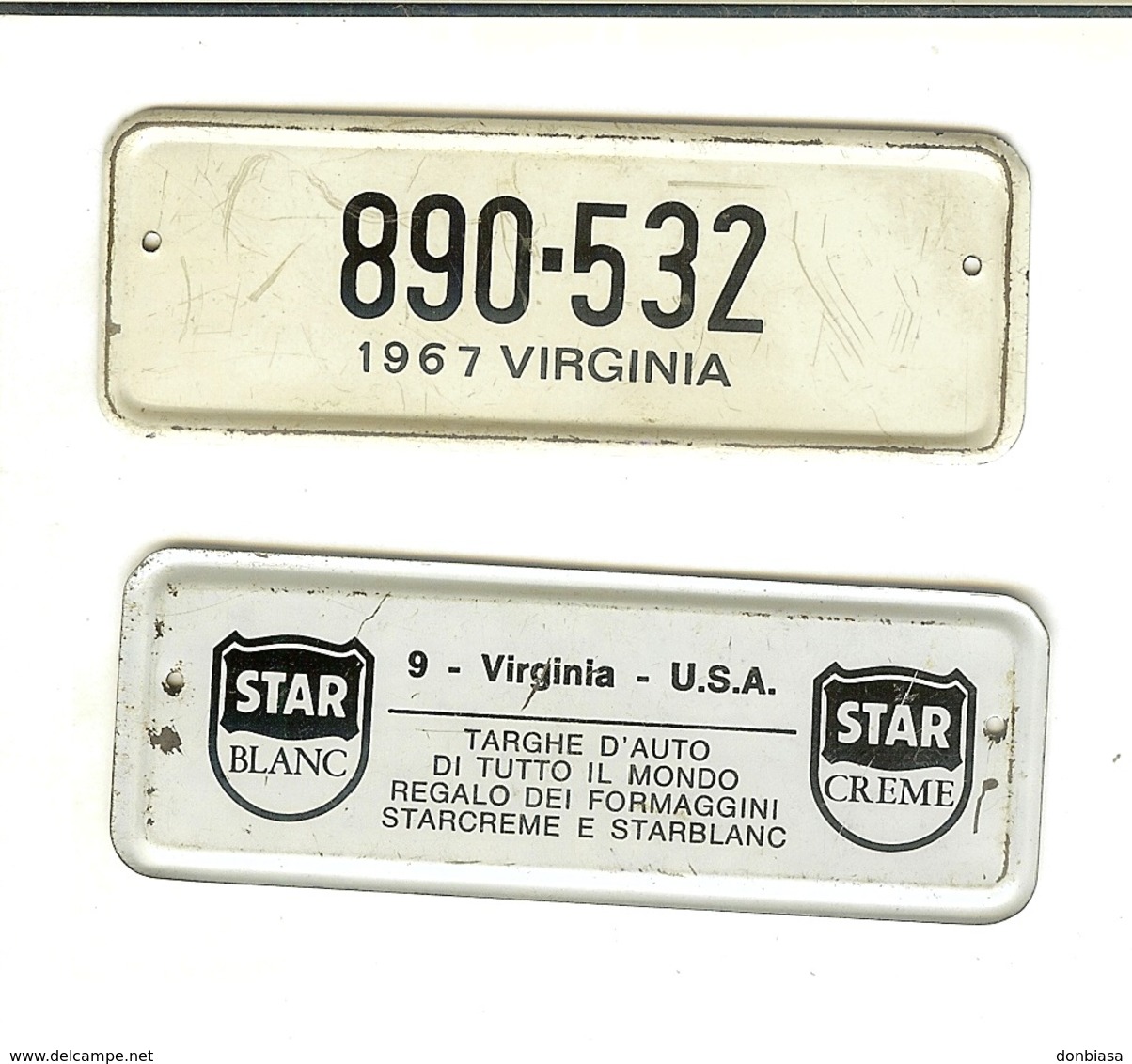 Targhe D'auto Di Tutto Il Mondo: Gadget Pubblicitario STAR In Latta Originale '60. 9 Virginia USA (regalo Dei Formaggini - Plaques En Tôle (après 1960)