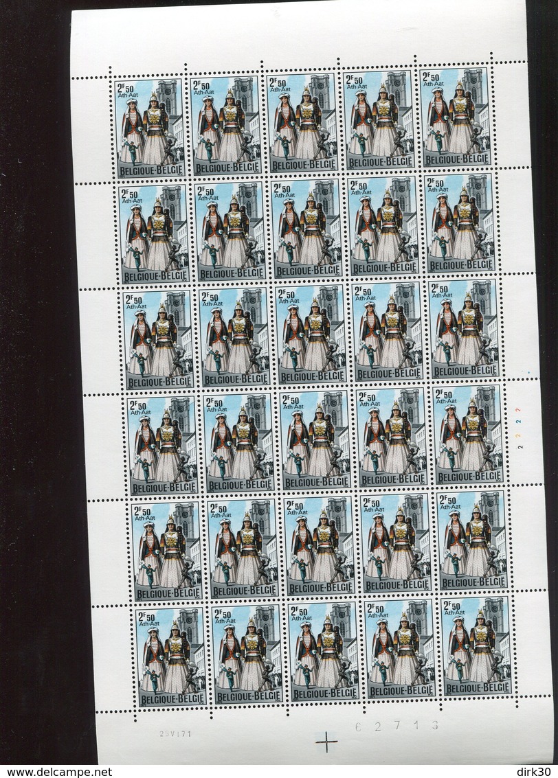 Belgie 1971 1593 Ath Giants Parade Goliath  Luppi Full Sheet MNH Plaatnummer 2 - Non Classés