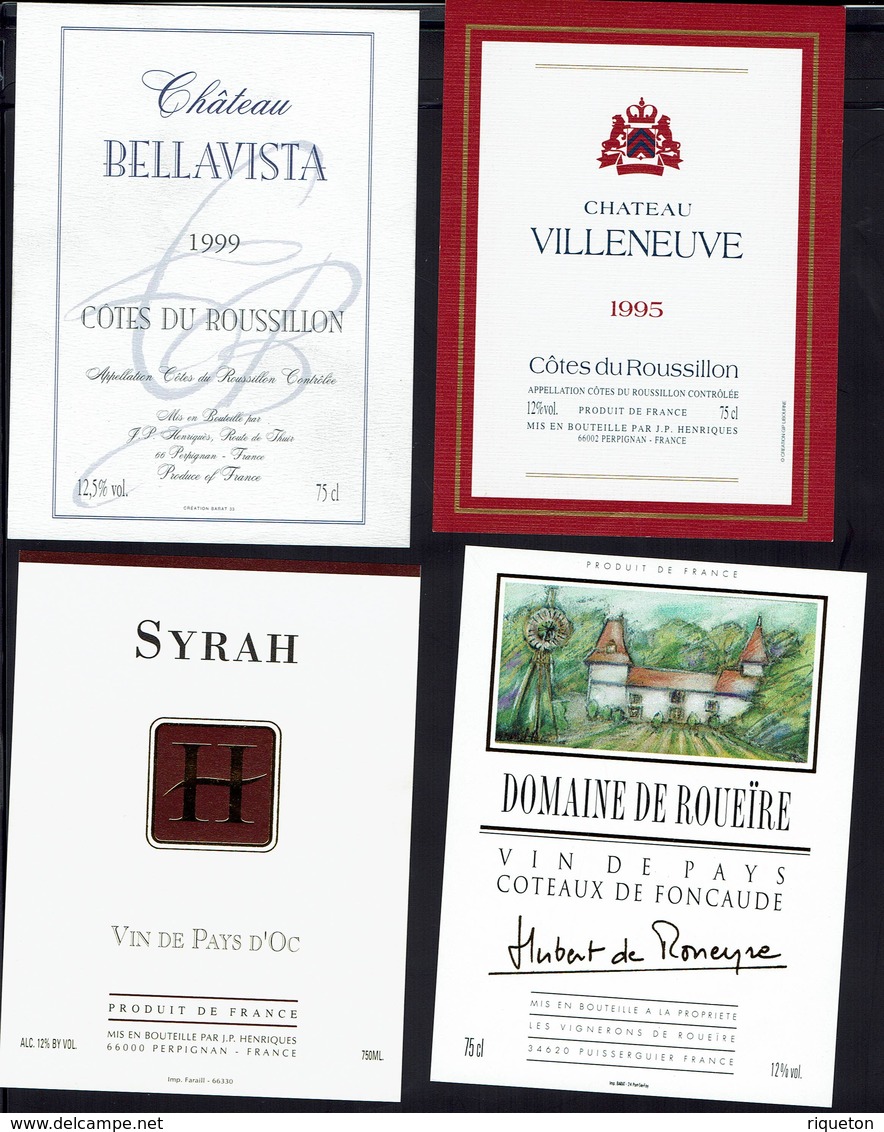 FR - Lot de 60 Etiquettes de Vins neuves (jamais collées) différentes - Région Pyrénées Orientales - TB -