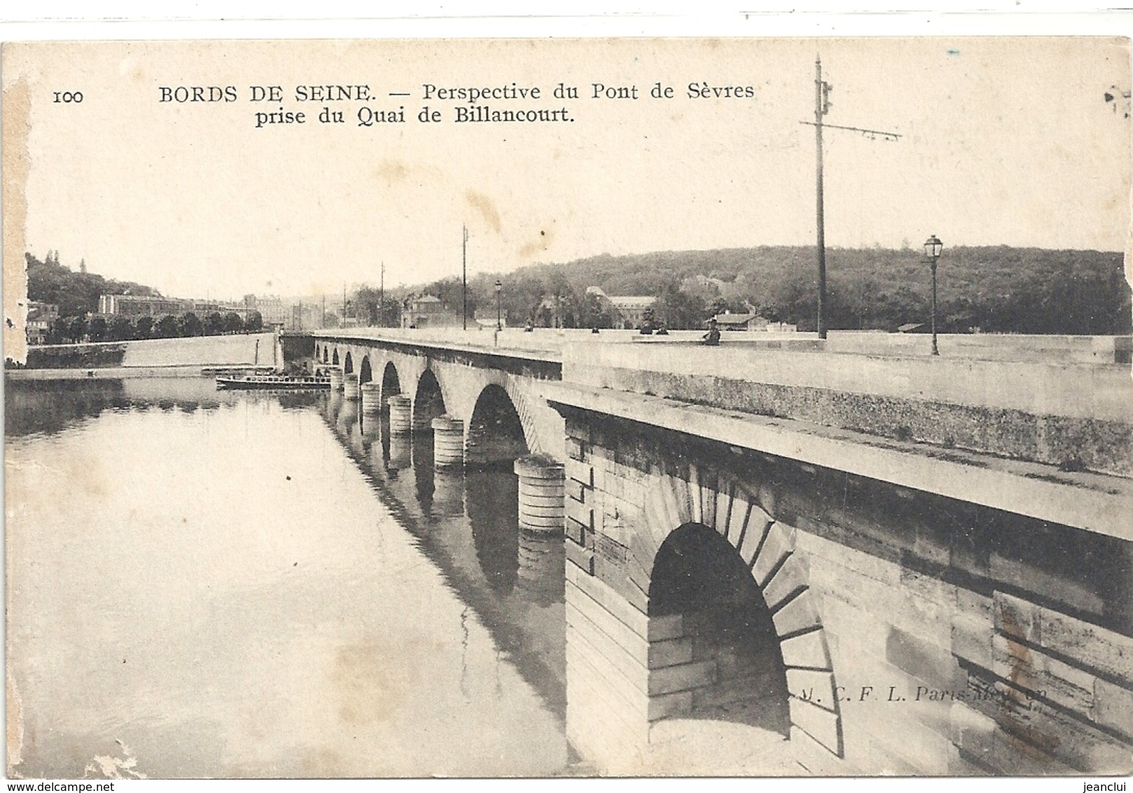 100. BORDS DE SEINE . PERSPECTIVE DU PONT DE SEVRES PRISE DU QUAI DE BILLANCOURT . ECRITE AU VERSO - La Seine Et Ses Bords