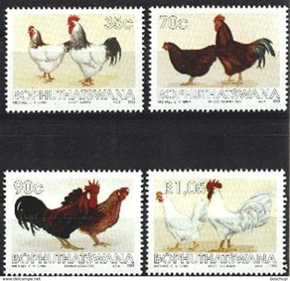 Bophuthatswana, 1993, Chickens, Animals, Fauna, MNH, Michel 290-293 - Bophuthatswana