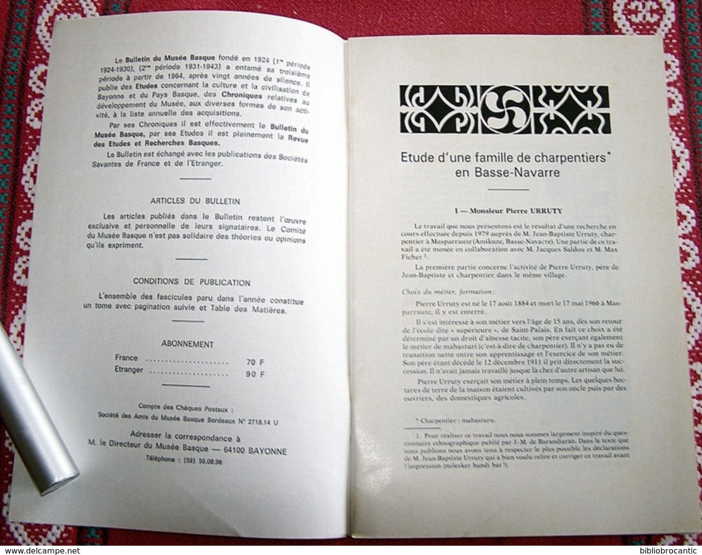 BULLETIN MUSEE BASQUE N°100(2°tr./1983)*ETUDE D'UNE FAMILLE DE CHARPENTIERS En BASSE NAVARRE*/Sommaire Sur Scan - Baskenland