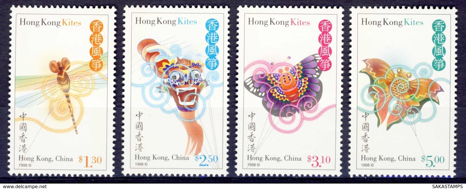 1998-(MNH=**) Hong Kong China S.4v."Kites" - Neufs