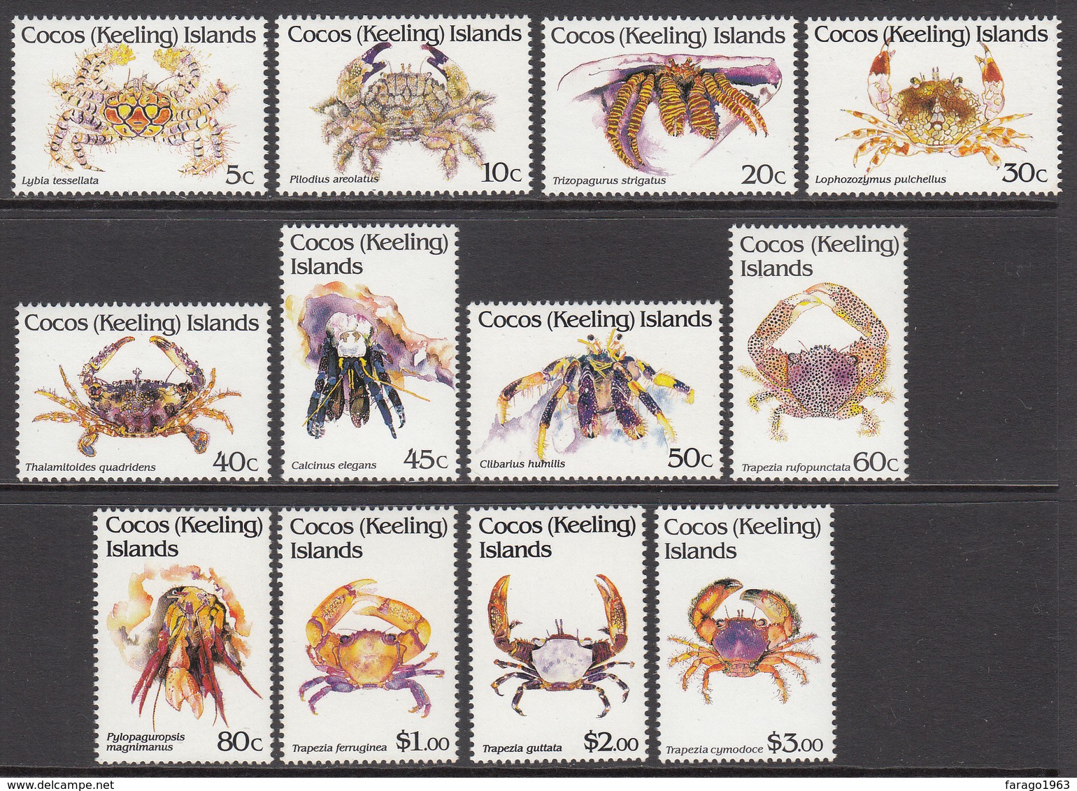 1992 Cocos (Keeling) Islands  Marine Life Crabs Complete Set Of 12 MNH - Cocos (Keeling) Islands