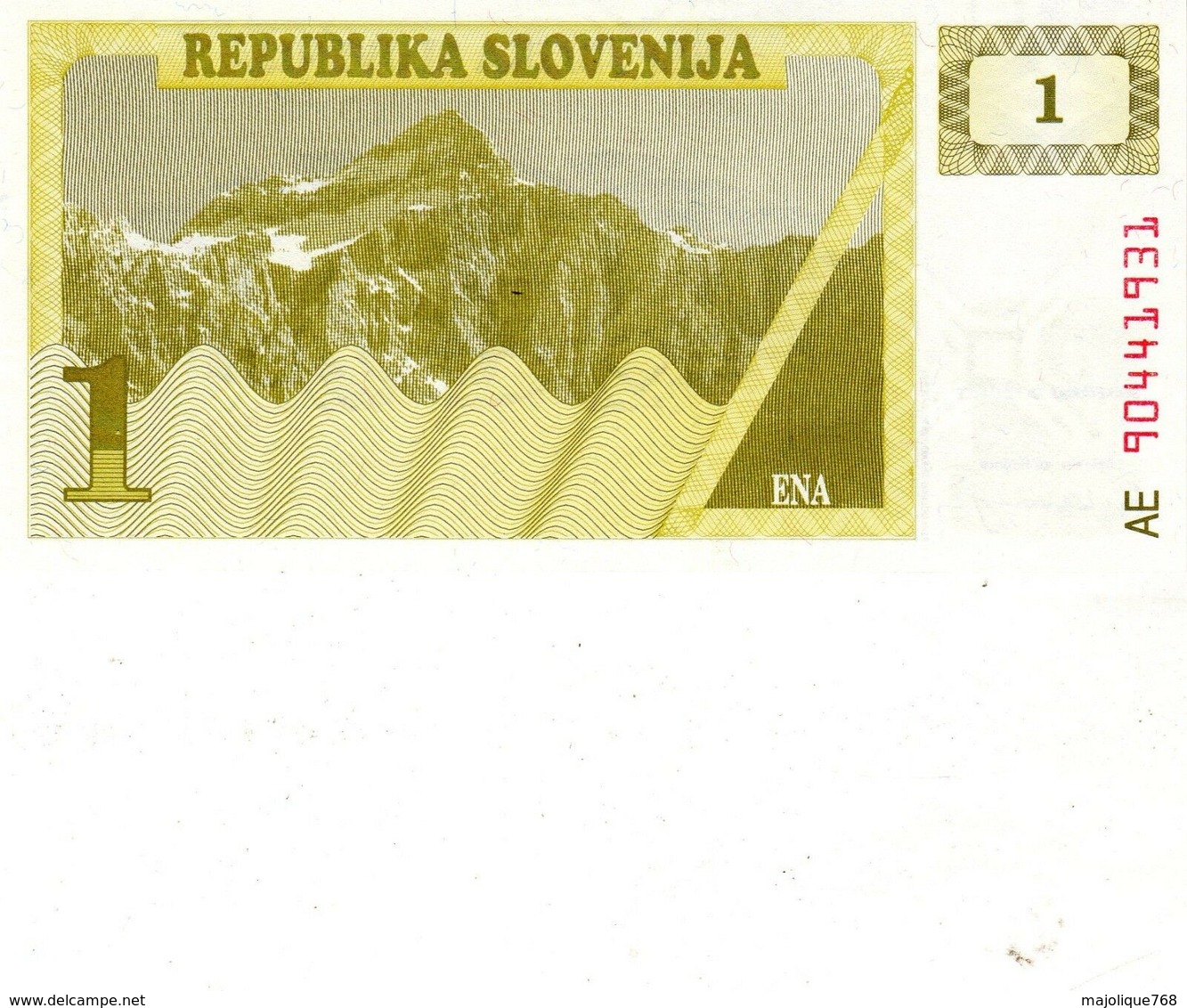 Billet De Banque De La République De La Slovénie 1 Tolar Type 1990/1992 Neuf - Slovenia