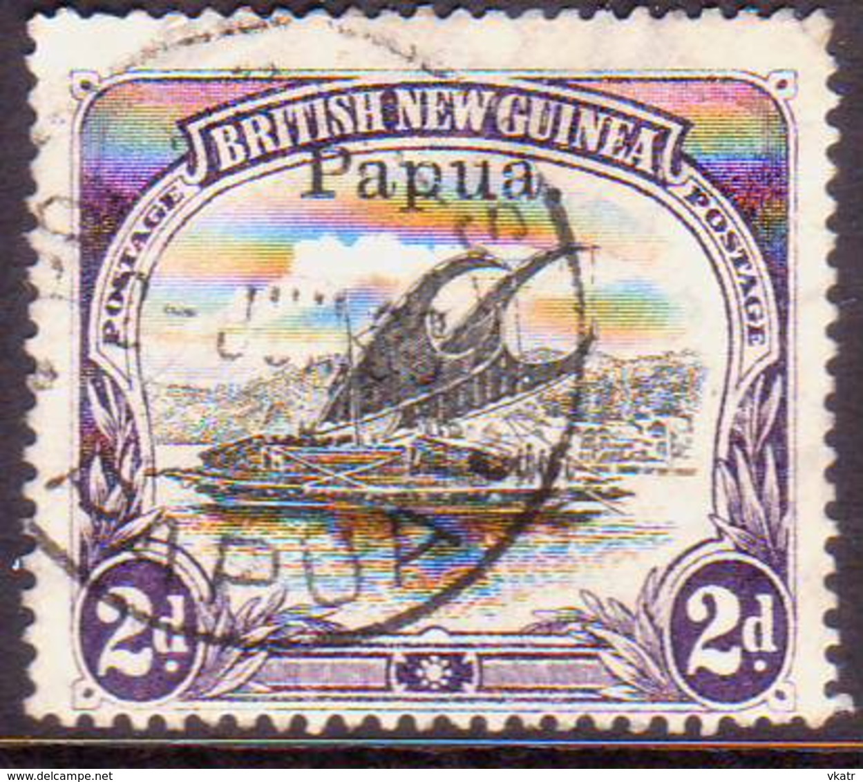 PAPUA (BRITISH NEW GUINEA) 1907 SG #40 2d Used Wmk Vertical Small Opt CV £2.25 - Papua New Guinea