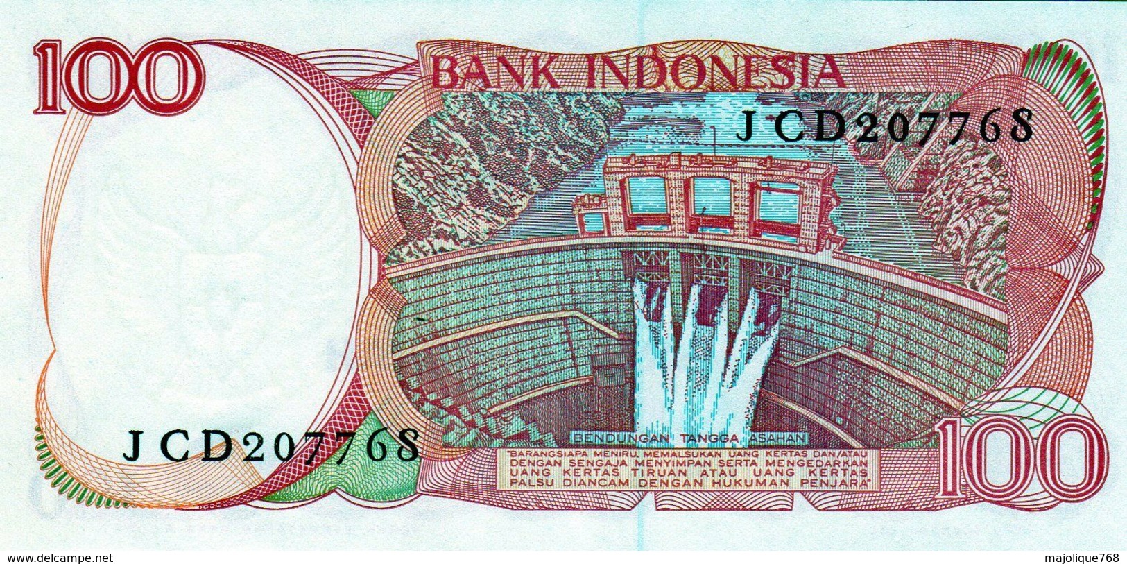 Billet De Banque De L’Indonésie 100 Rupiah Type 1984-1988 Neuf - Indonésie