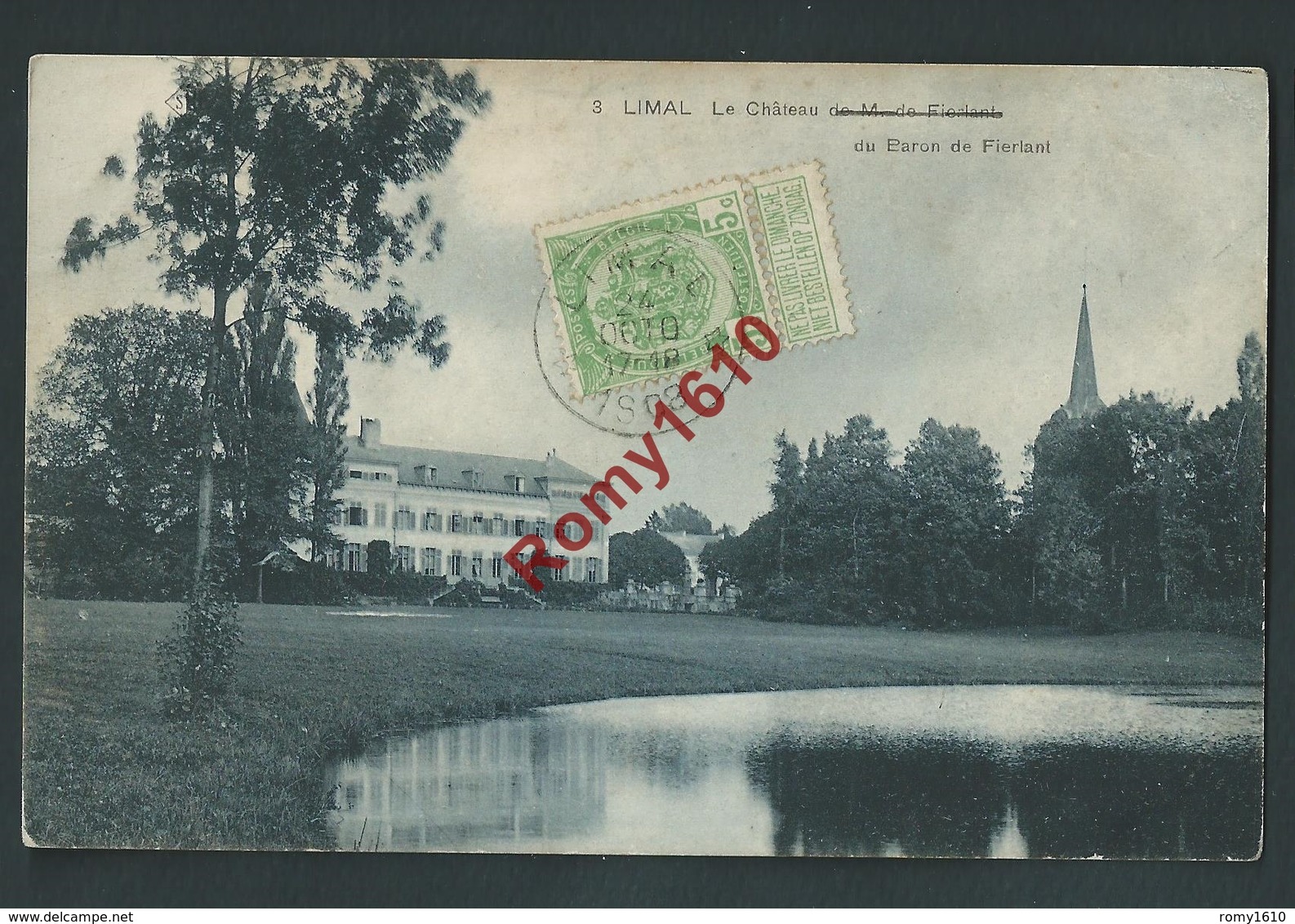 LIMAL. SBP N° 3. Le Château De Fierlant.  Voyagée En 1908.   Photo Carte. 2 Scans. - Waver