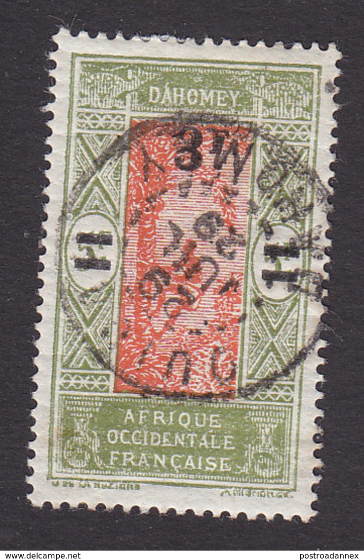 Dahomey, Scott #94, Used, Man Climbing Oil Palm Surcharged, Issued 1924 - Used Stamps