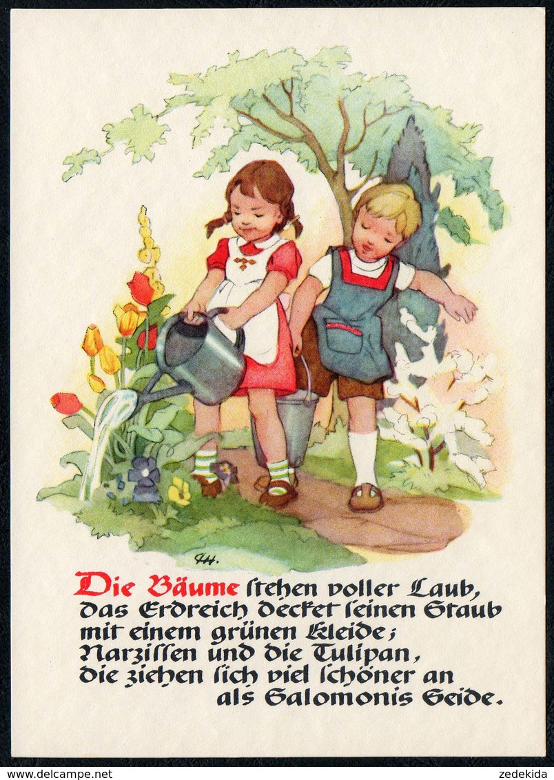 C4302 - TOP Glückwunschkarte - Kinder Blumen - Künstlerkarte - Verlag Max Müller Karl Marx Stadt - DDR - Sonstige & Ohne Zuordnung