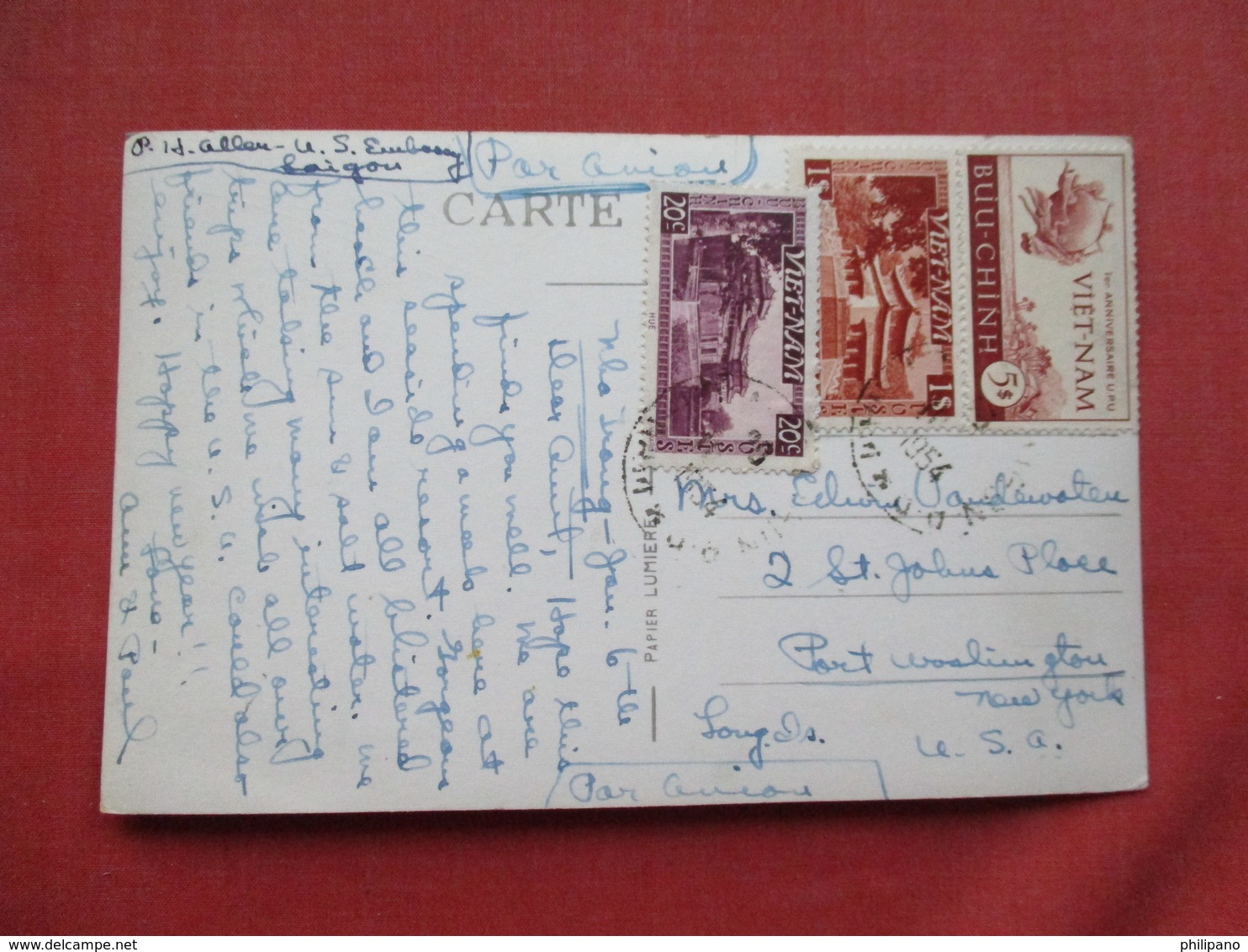 Vietnam    RPPC         Hotel Beau Rivage  Has 3 Stamps   & Cancel    Ref 3265 - Vietnam