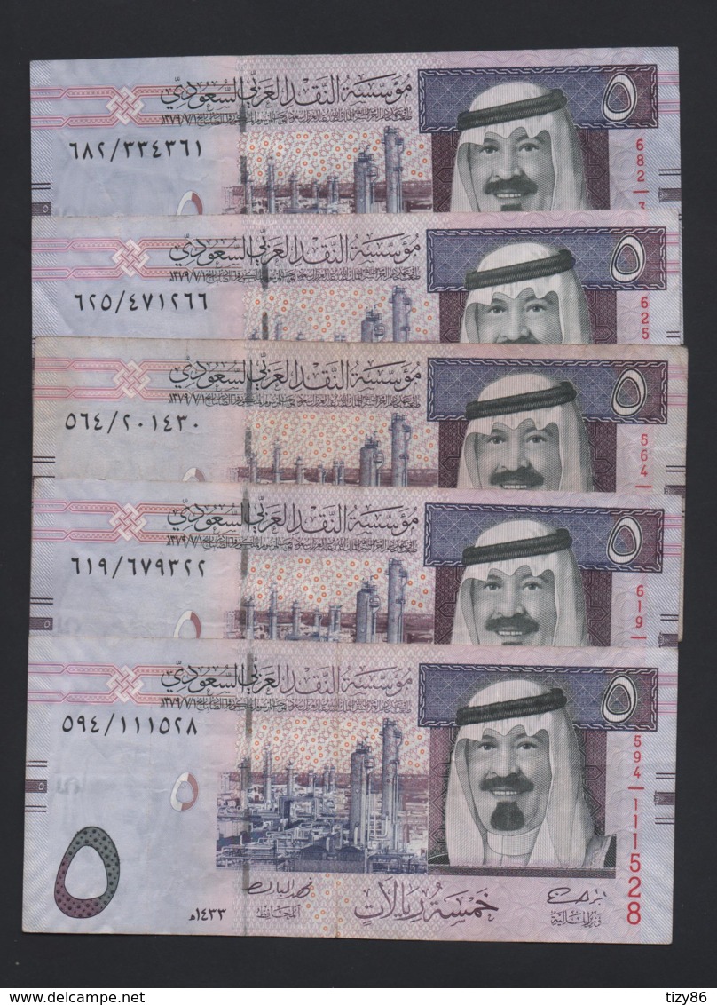 Lotto 5 Banconote Arabia Saudita - 5 Riyals 2012 (circolate) - Arabie Saoudite