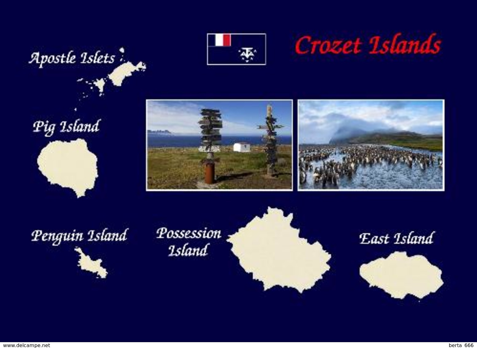 Crozet Islands Map New Postcard - TAAF : Franz. Süd- Und Antarktisgebiete