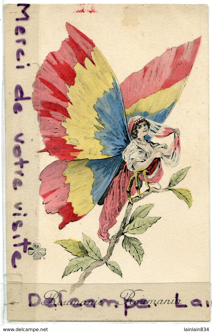 - Militaria - Patriotique - N° 10 - Roumanie - Roumania - Drapeaux, Papillon, édition Aux Alliés, Non écrite, Scans. - Patriotic