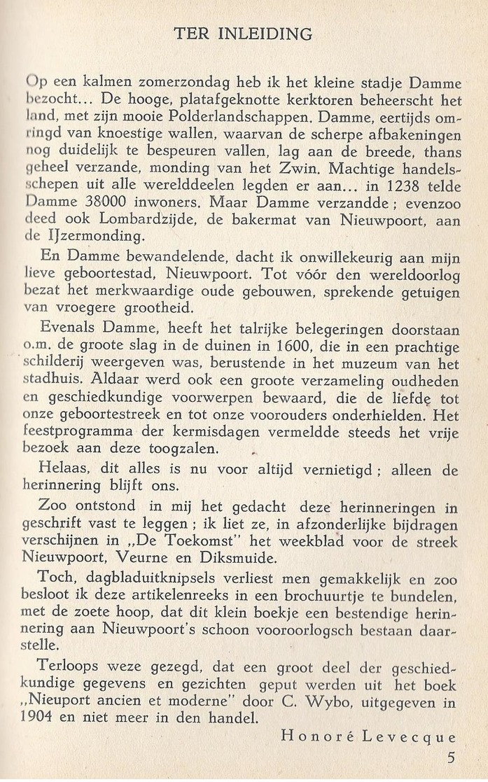 1938 HERINNERINGEN AAN NIEUWPOORT MET ... REUS GOLIATH DIKSMUIDE IEPER OOSTENDE VEURNE LEVECQUE VOORW. M. VAN COPPENOLLE - Histoire