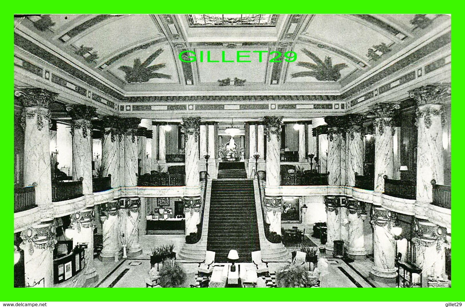 RICMOND, VIRGINIA - JEFFERSON HOTEL - PORTION OF LOBBY FROM THE MEZZANINE LOOKING TOWARDS PALM COURT - - Richmond