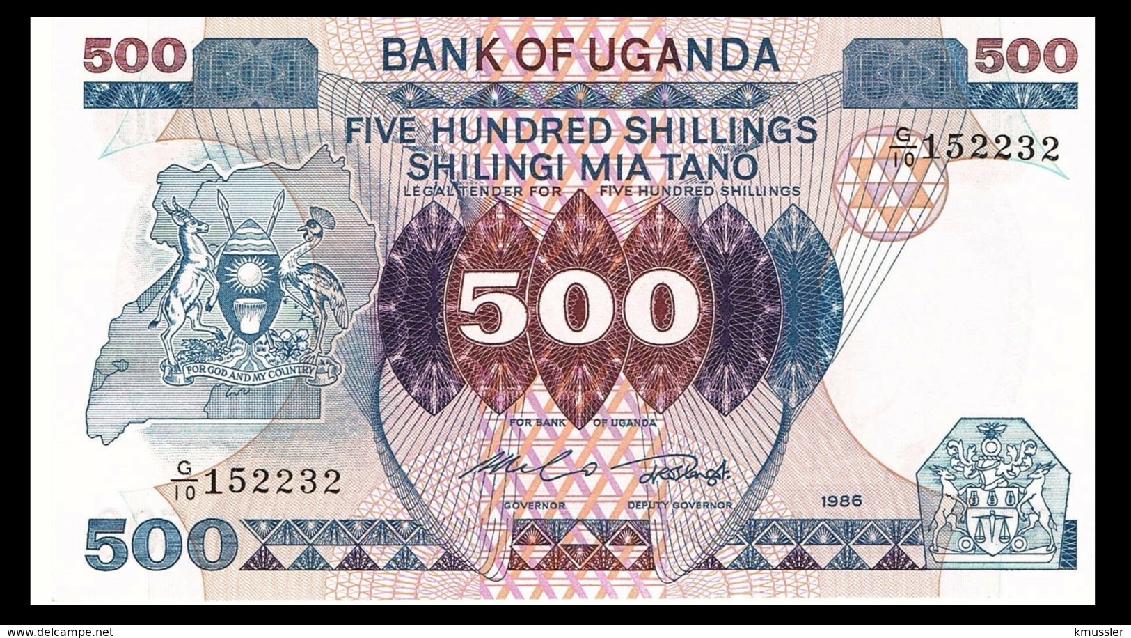 # # # Banknote Uganda 500 Shilling 1986 UNC # # # - Uganda