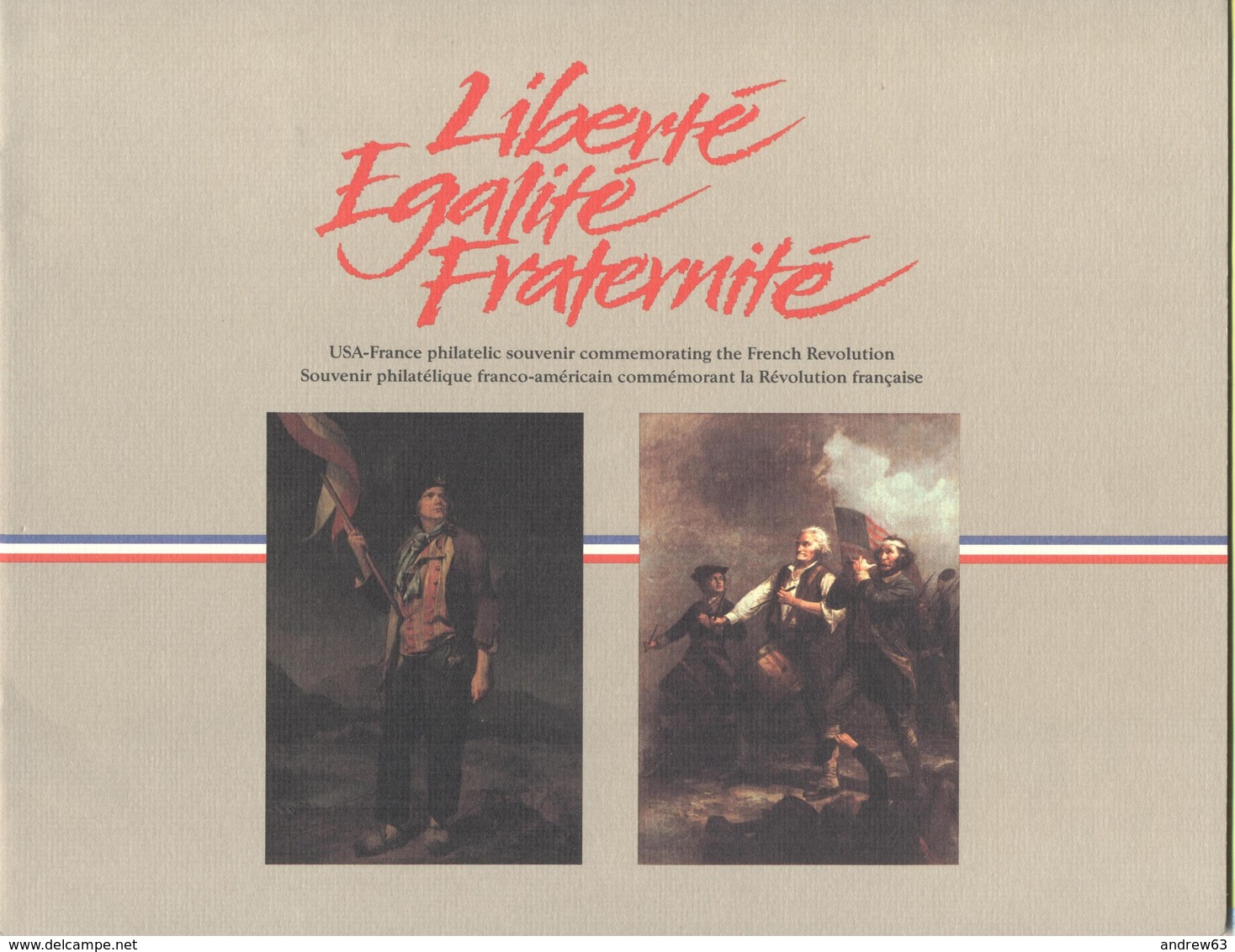 Emissione Congiunta - USA-France - Stati Uniti-Francia - 1989 - French Revolution - Liberté, Égalité, Fraternité -FOLDER - Emissioni Congiunte