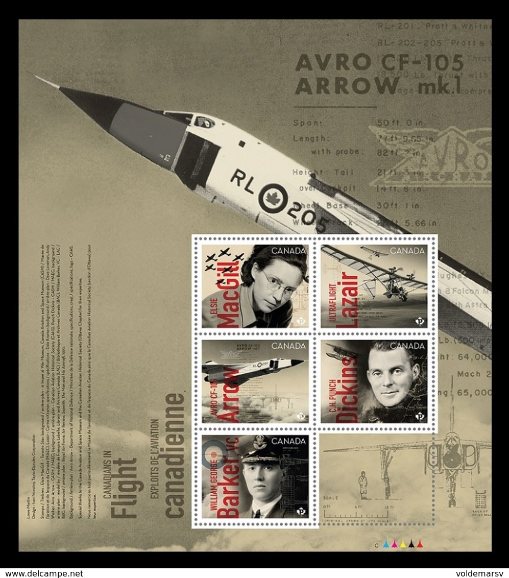 Canada 2019 Mih. 3711/15 (Bl.285) Canadians In Flight. History Of Canadian Aviation MNH ** - Neufs