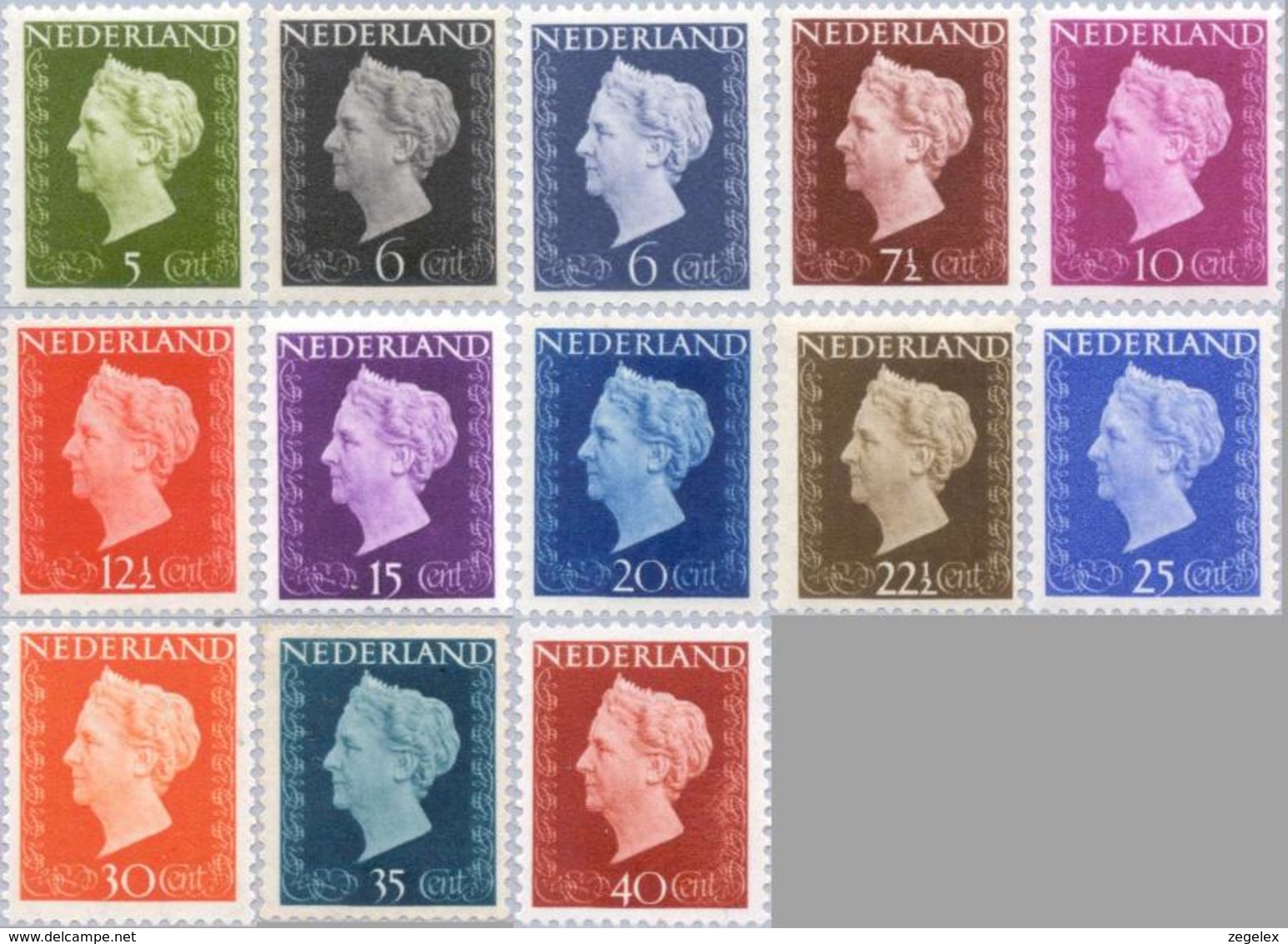 1947 Koningin Wilhelmina NVPH 474-486 Ongestempeld/MH/* - Ongebruikt