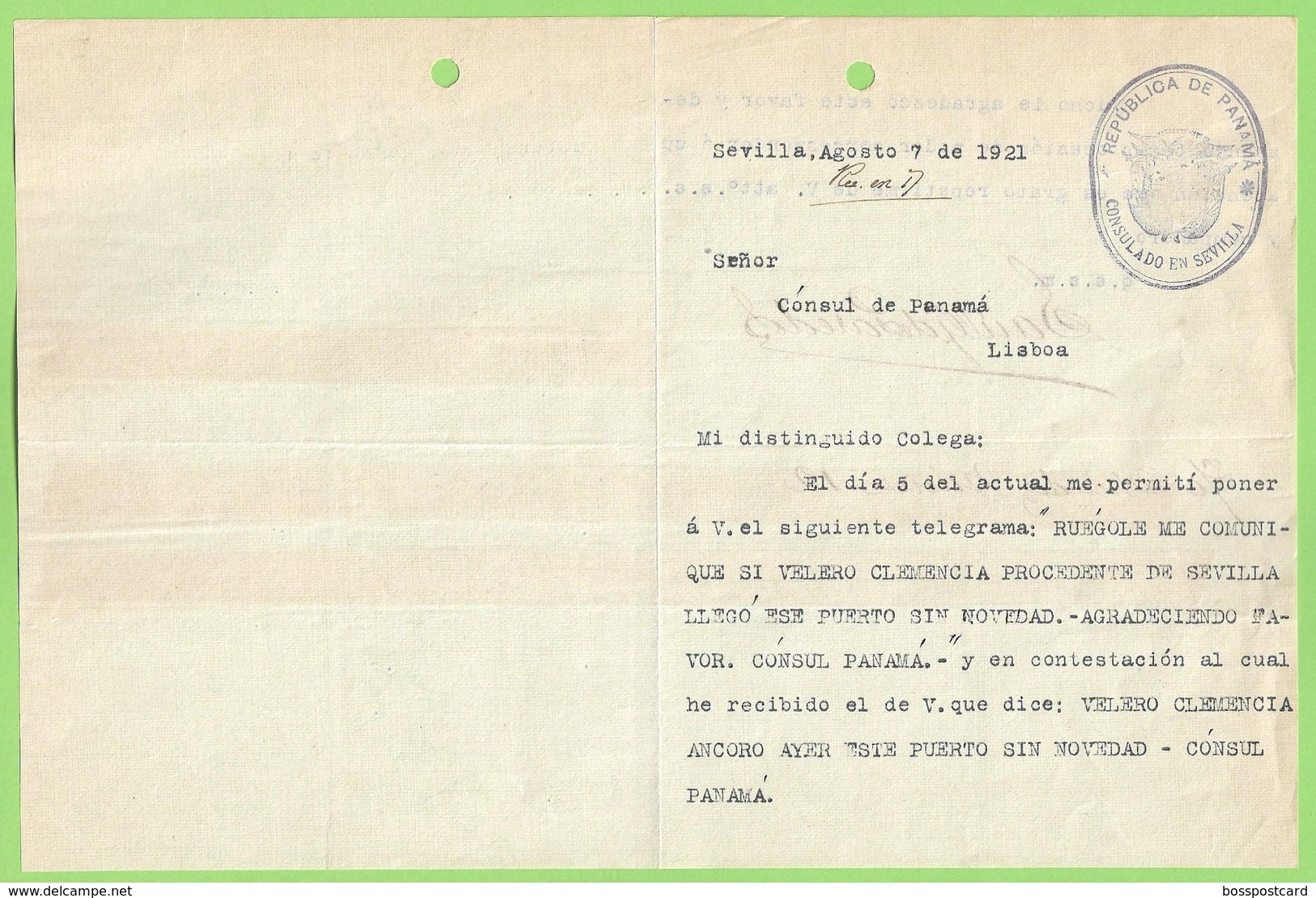 España - Consulado En Sevilla - Panama - Passport - Passeport . Passaporte - Ship - Boat - España