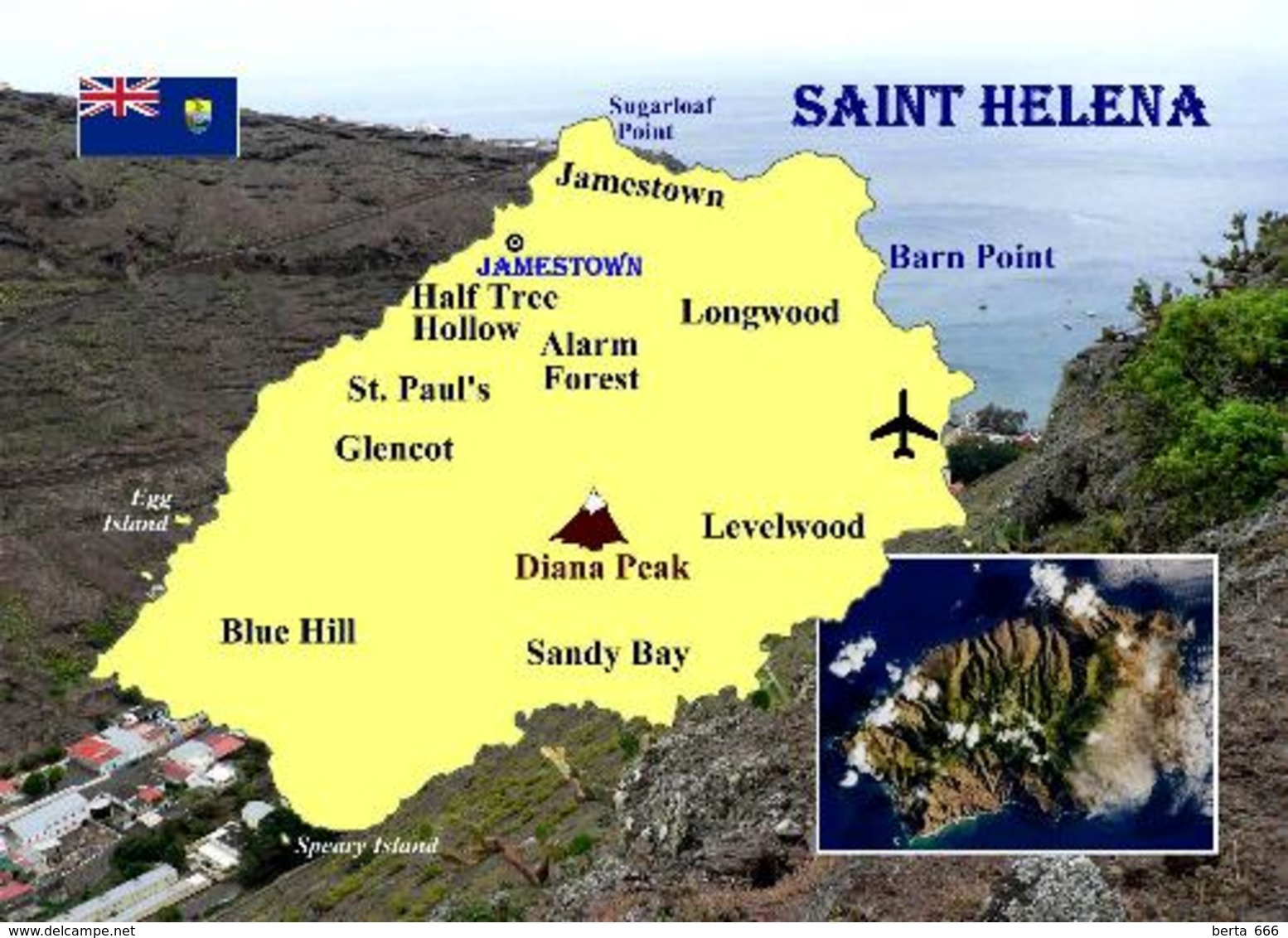 Saint Helena Island Map New Postcard Landkarte AK - St. Helena