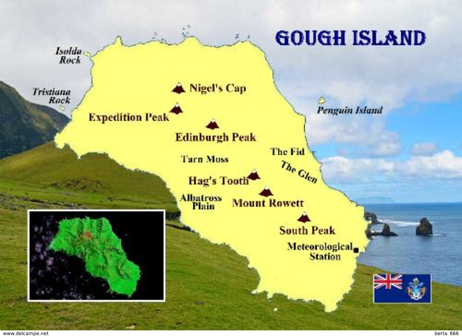 Gough Island Map UNESCO New Postcard Landkarte AK - World