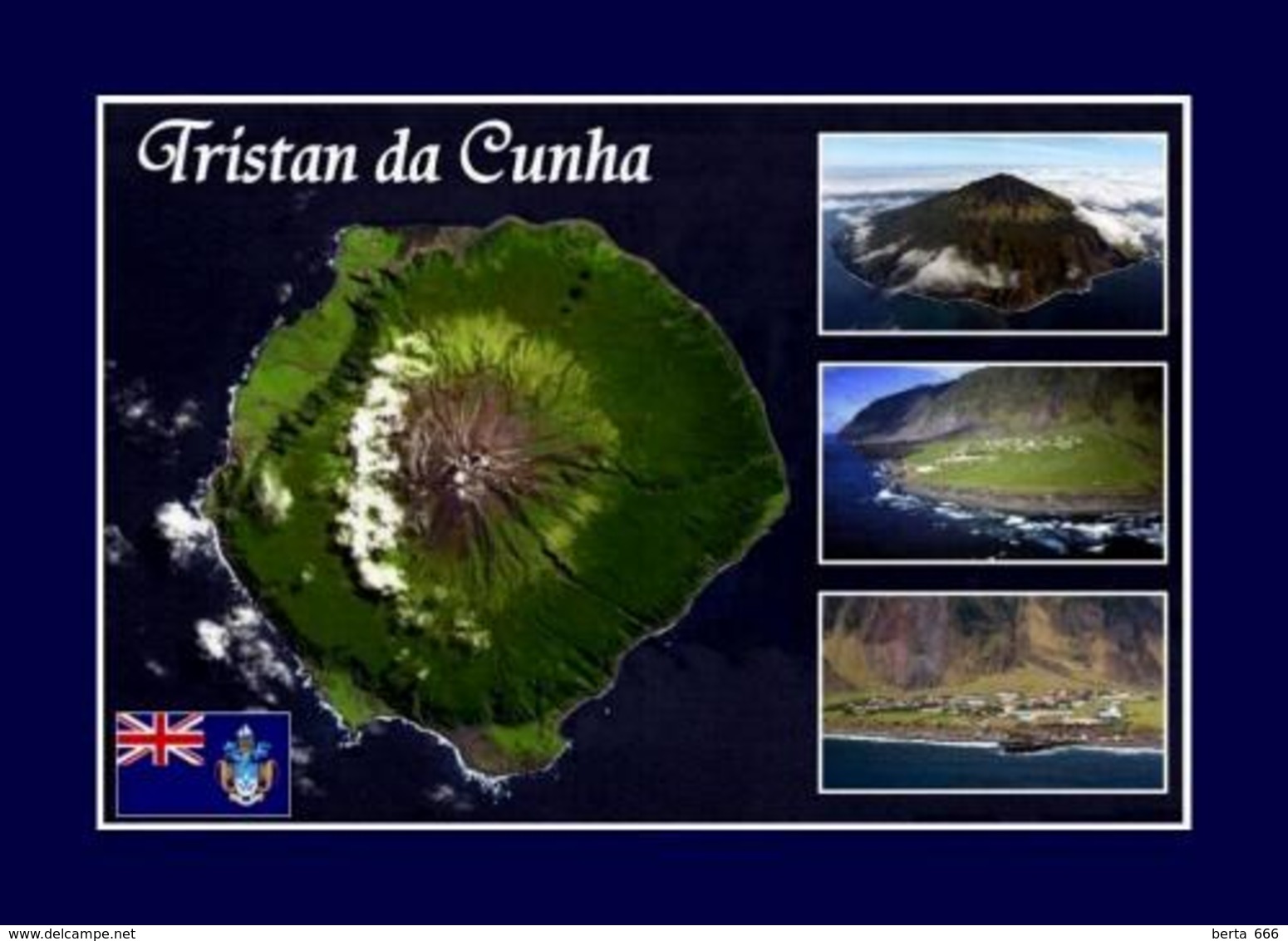 Tristan Da Cunha Island Satellite View Map New Postcard - World