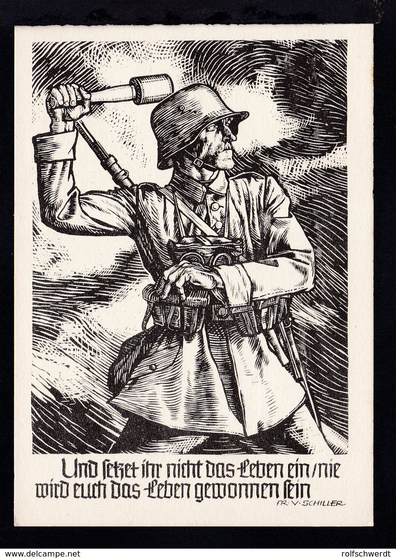 "Und Setzet Ihr Nicht Das Leben Ein…" AK Nach Linolschnitt Von Georg Sluyterman - Sonstige & Ohne Zuordnung