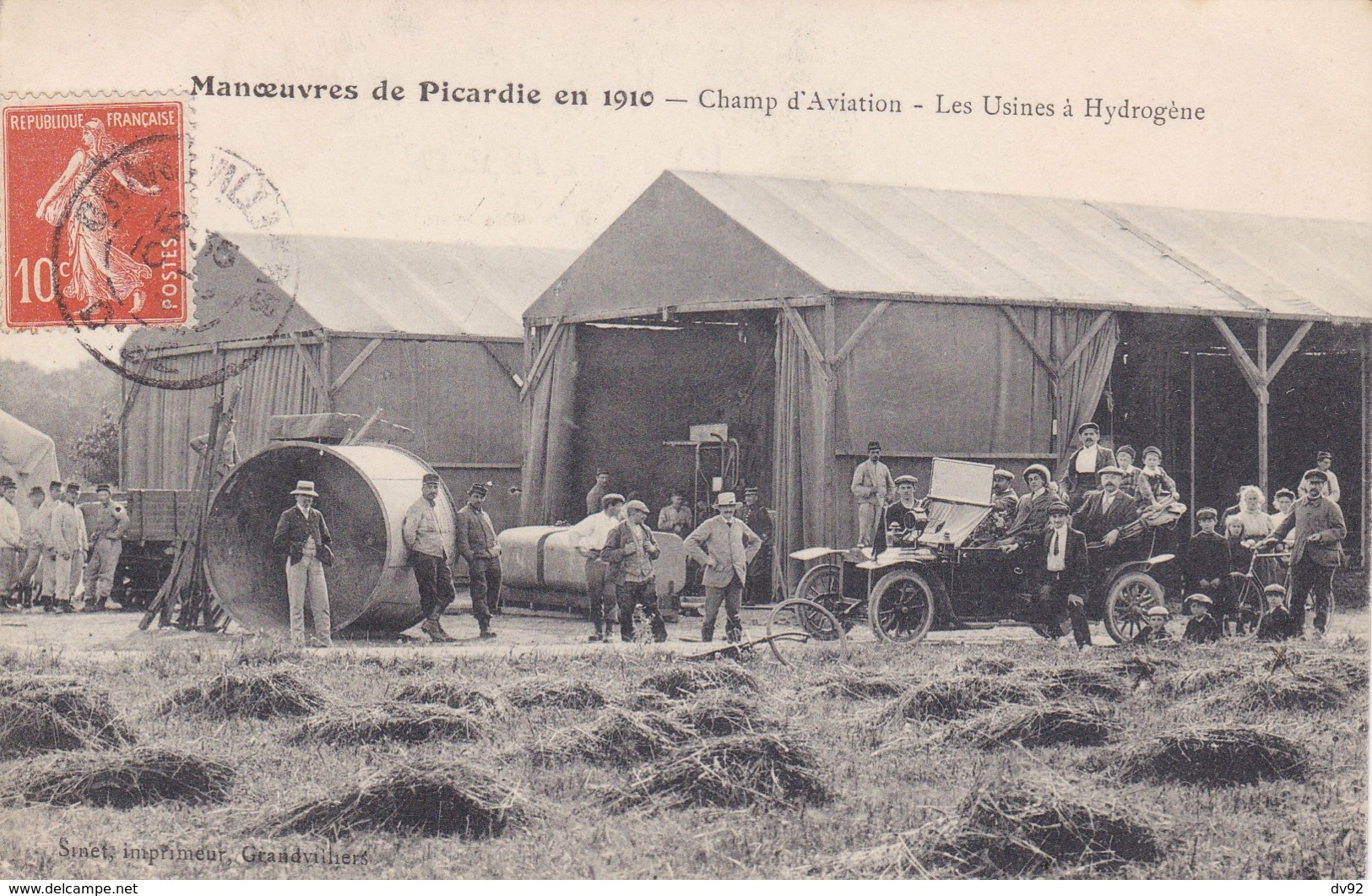 MANOEUVRES DE PICARDIE EN 1910 CHAMP D AVIATION LES USINES A HYDROGENE - Manoeuvres